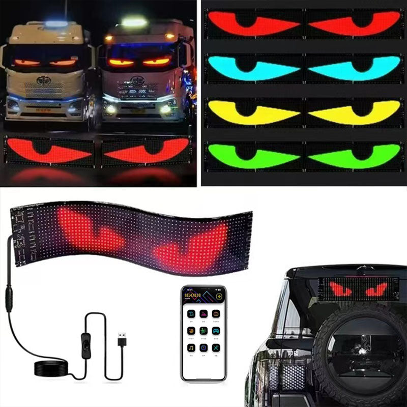 Upgrade Multiple Devil Eyes Light, Full Color led Eyes for car Windshield, Programmable Scrolling LED Display for Car, Car Eyes Animated Led for Car SUV Truck Window