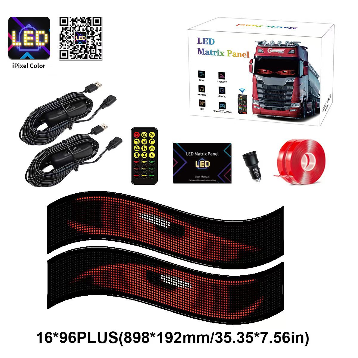 Upgrade Multiple Devil Eyes Light, Full Color led Eyes for car Windshield, Programmable Scrolling LED Display for Car, Car Eyes Animated Led for Car SUV Truck Window