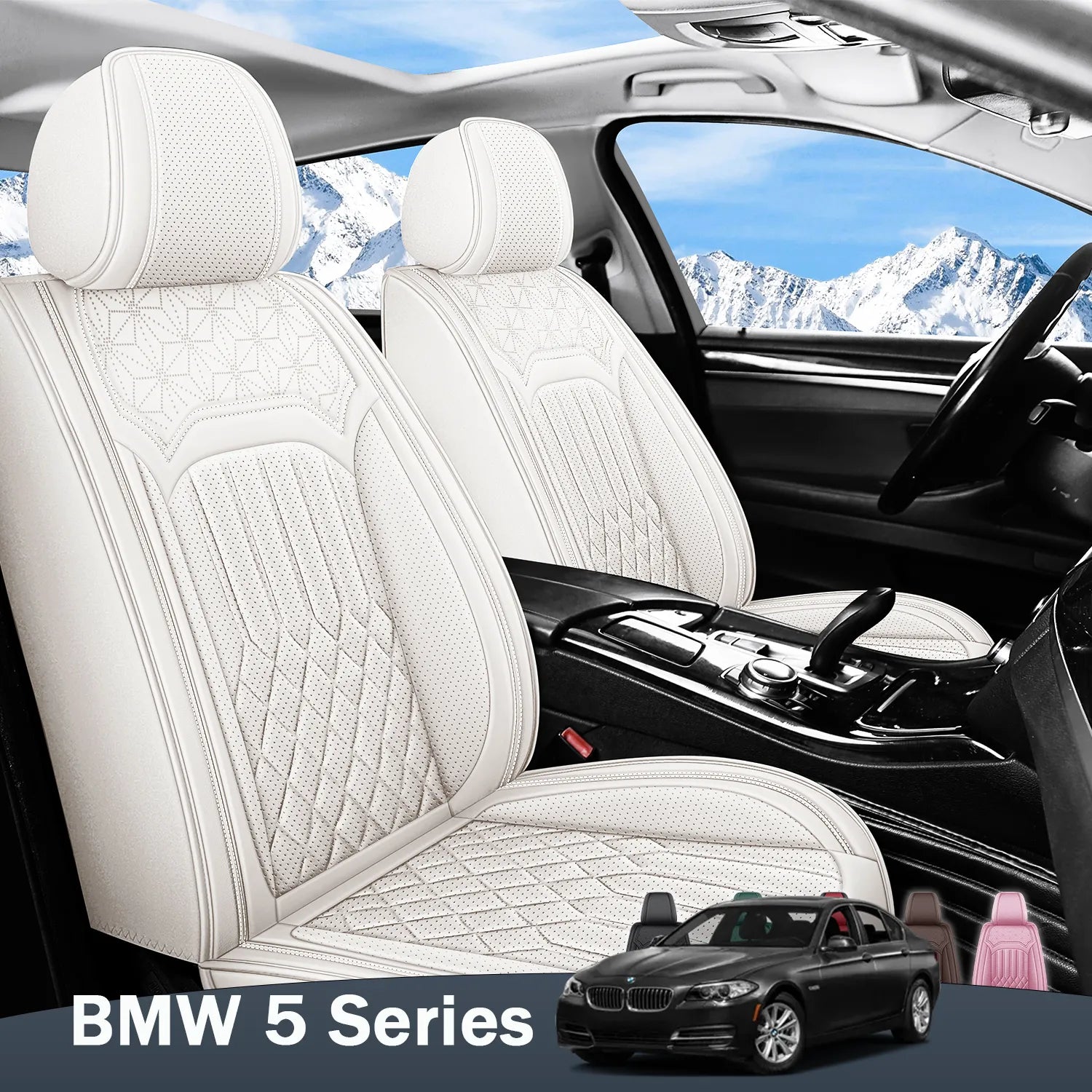 Premium Nappa Leather Seat Covers for BMW 5 Series 2008-2026, Breathable All-Season Comfort