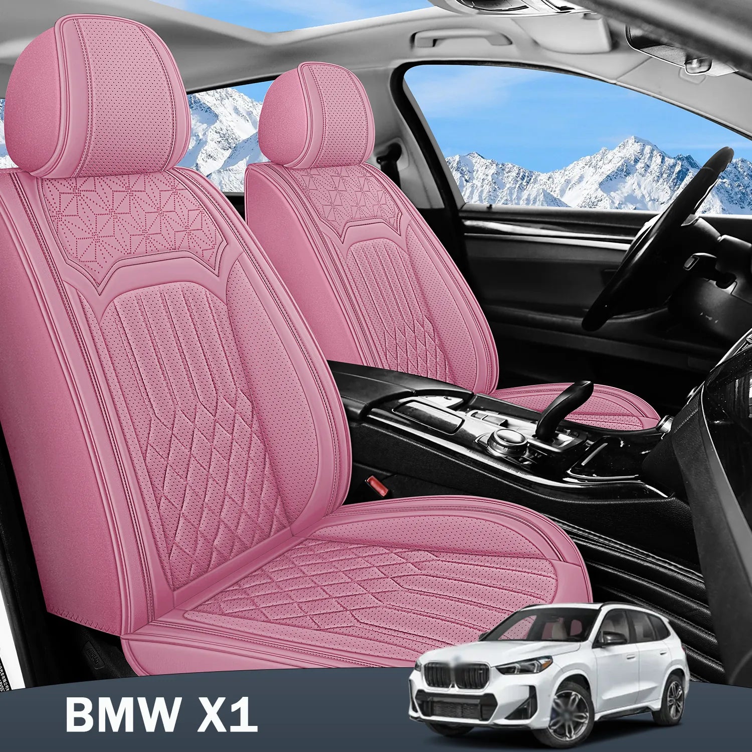 Premium Nappa Leather Seat Covers for BMW X1 2013-2026, Breathable All-Season Comfort