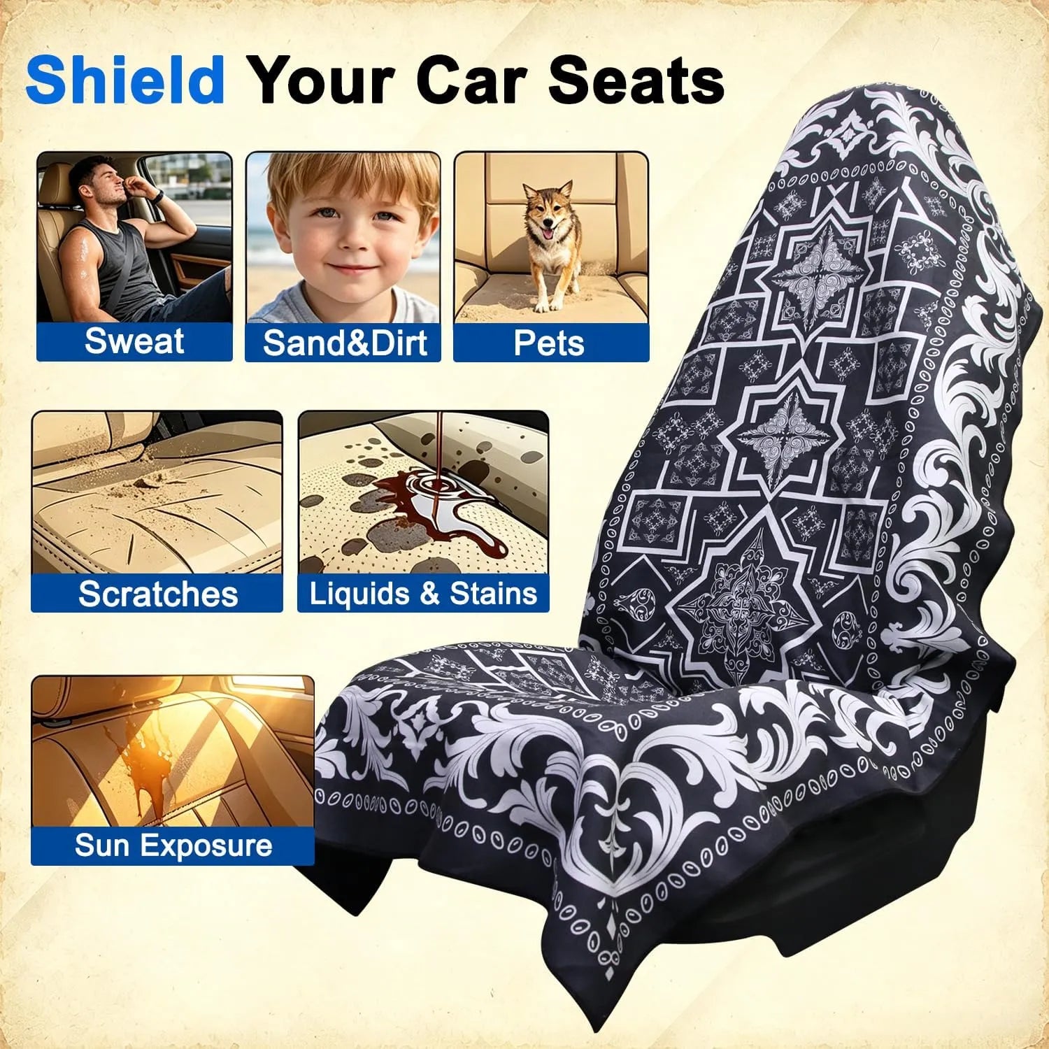 Premium Microfiber Car Seat Towel Cover for Active Lifestyles Quick-Dry