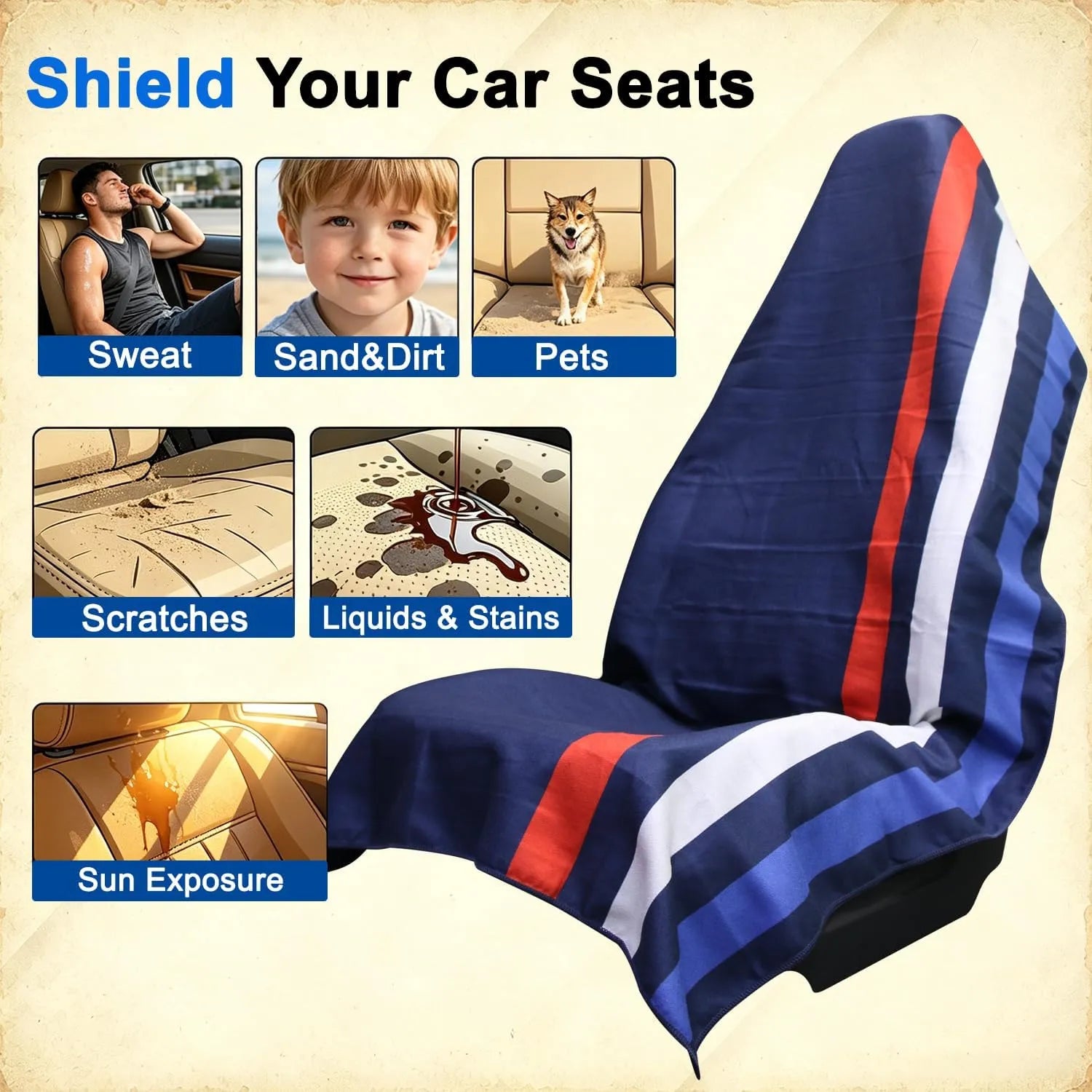 Premium Microfiber Car Seat Towel Cover for Active Lifestyles Quick-Dry