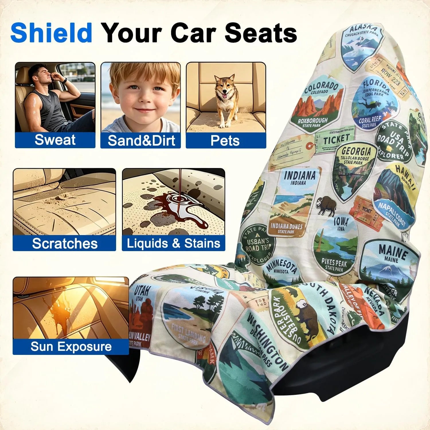 Premium Microfiber Car Seat Towel Cover for Active Lifestyles Quick-Dry