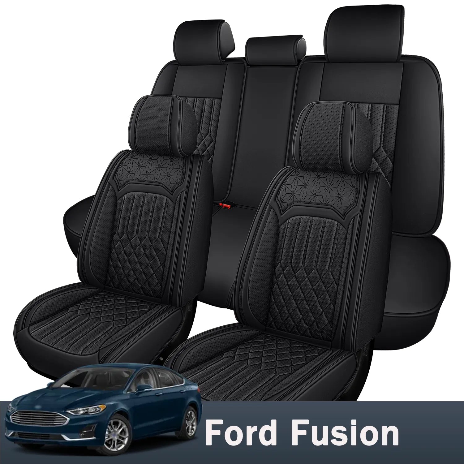 Premium Nappa Leather Seat Covers for Ford Fusion 2010-2020, Breathable & Comfortable for All-Season