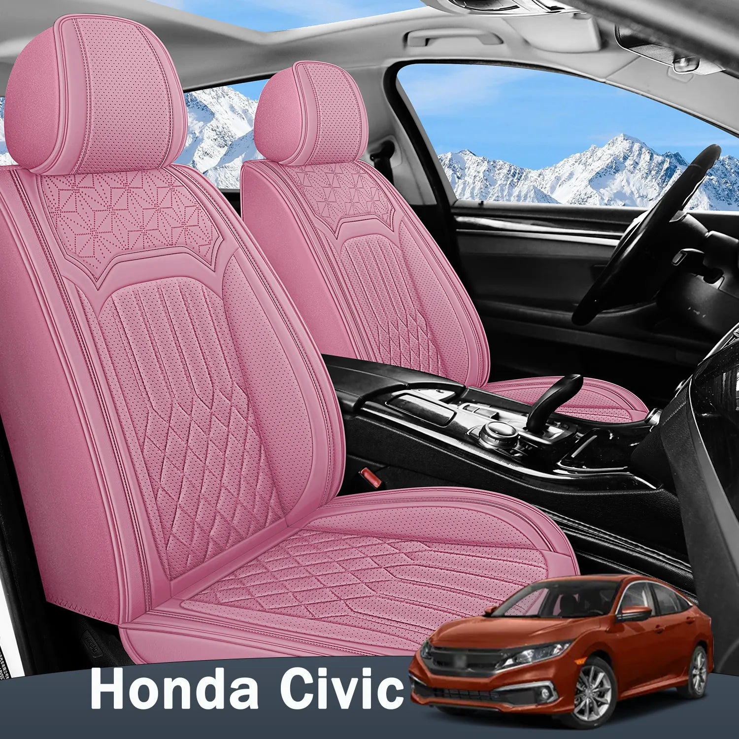 Premium Nappa Leather Seat Covers for Honda Civic 2005-2026, Breathable & Comfortable for All-Season
