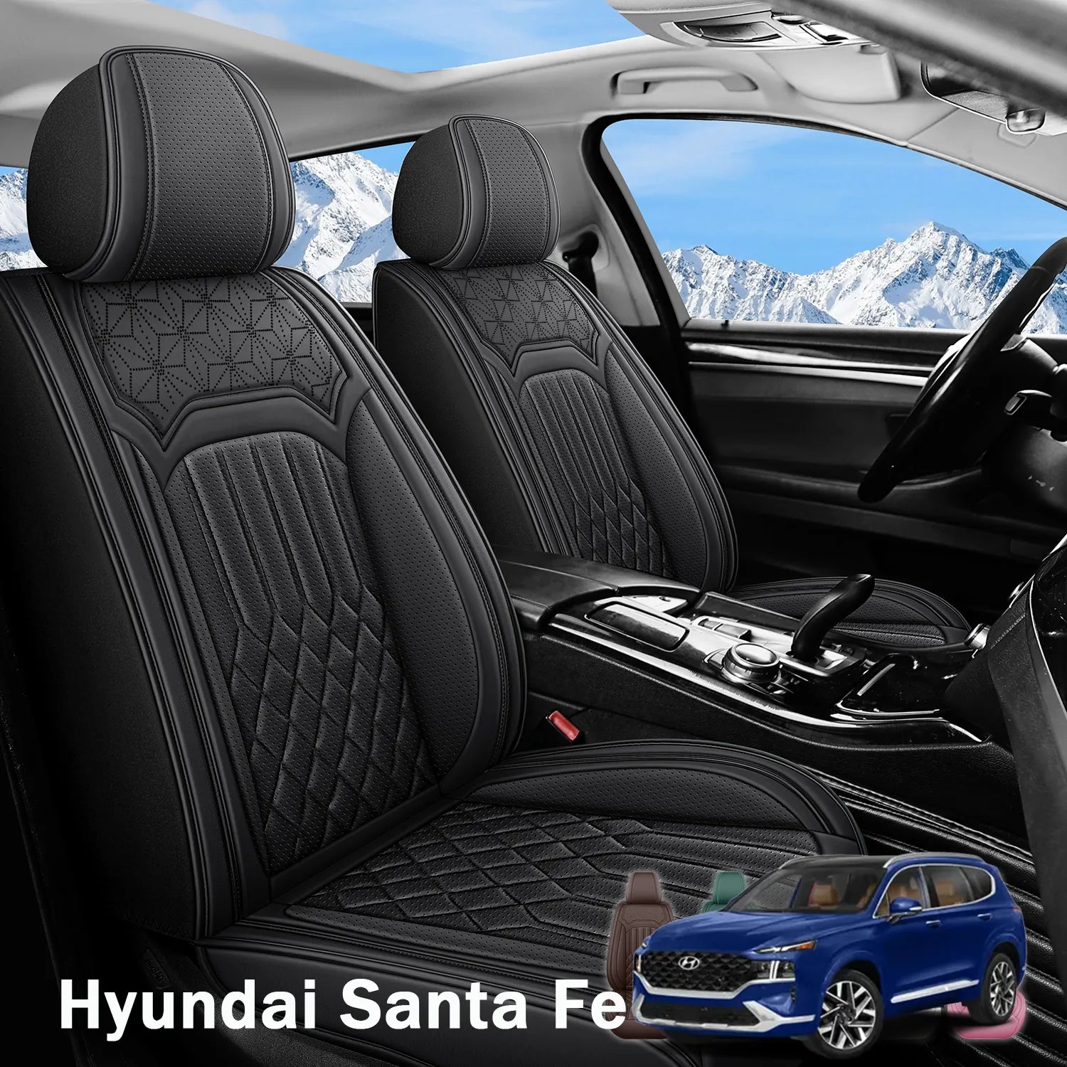 Premium Nappa Leather Seat Covers for Hyundai Santa Fe 2001-2026, Breathable All-Season Comfort