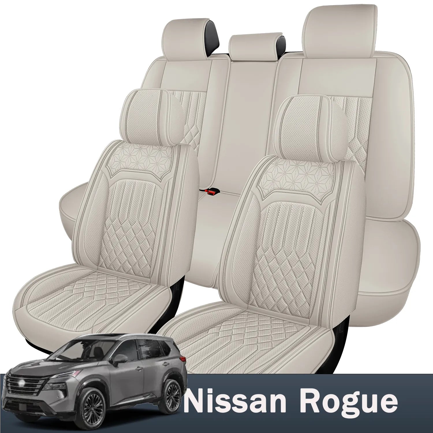 Premium Nappa Leather Seat Covers for Nissan Rogue 2008-2026, Breathable & Comfortable for All-Season