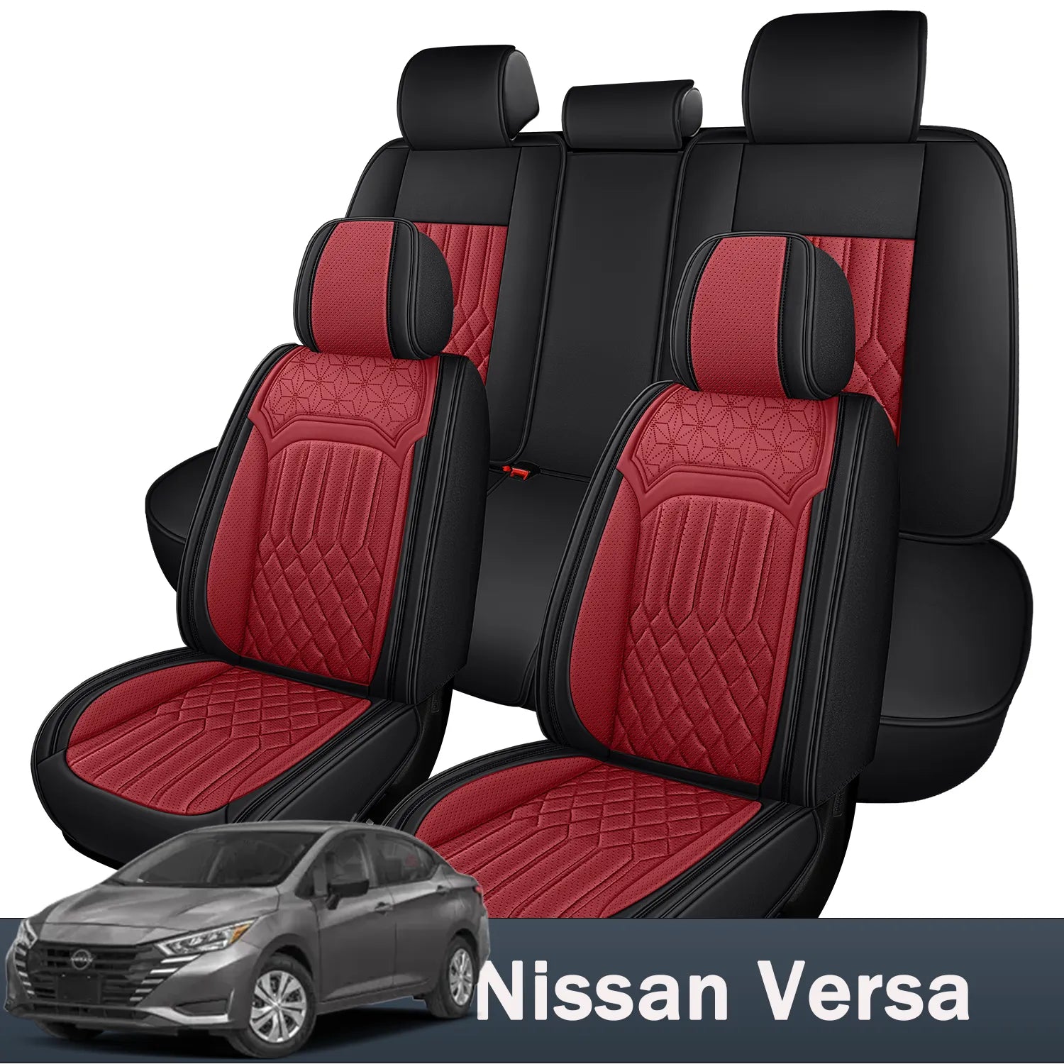 Premium Nappa Leather Seat Covers for Nissan Versa 2007-2025, Breathable & Comfortable for All-Season