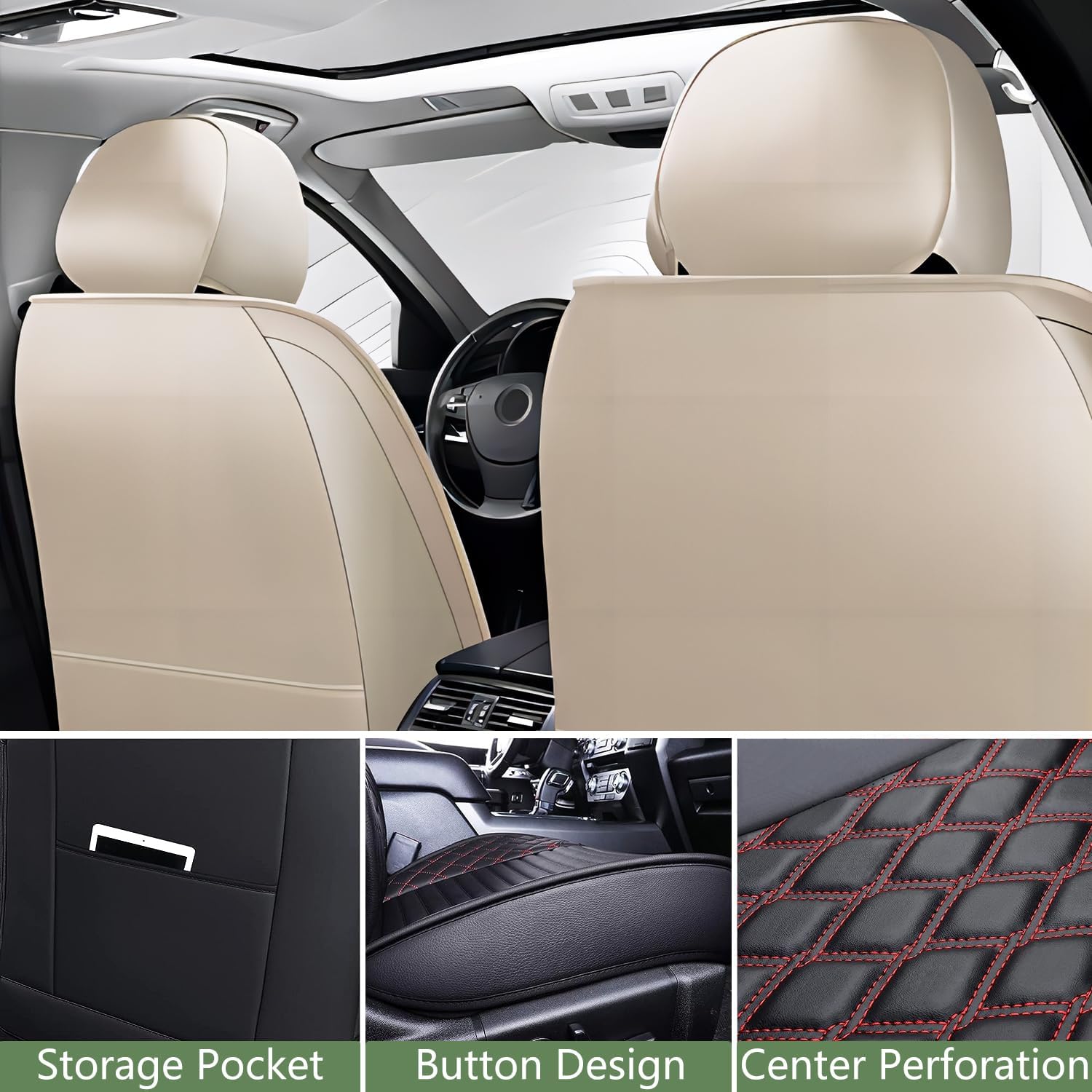 2 Seats ITEYAO Front Car Seat Covers for Driver and Passenger Seats Premium Leather Auto Seat Protectors Waterproof