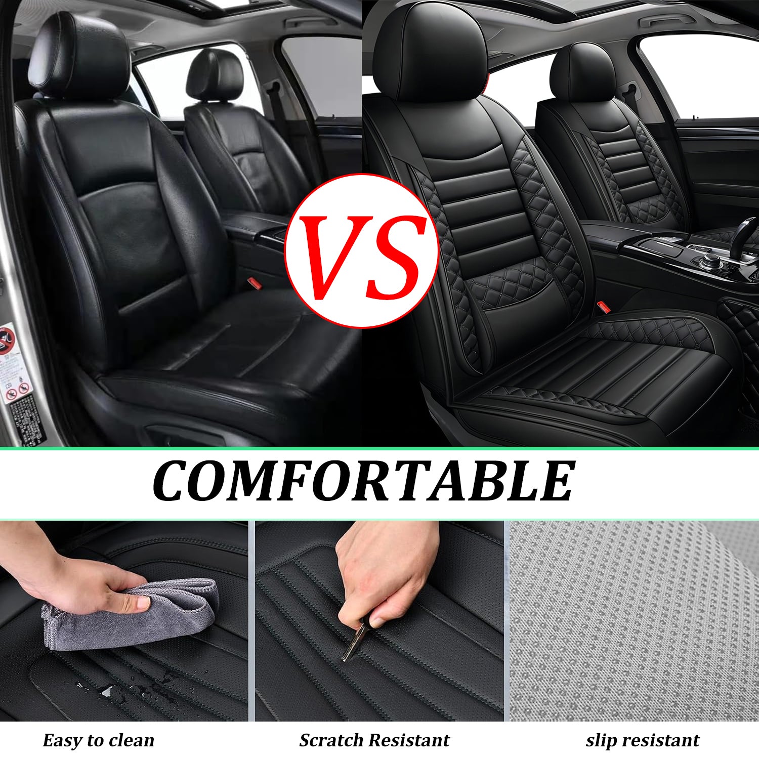2 Seats ITEYAO Front Car Seat Covers for Driver and Passenger Seats Premium Leather Auto Seat Protectors Waterproof