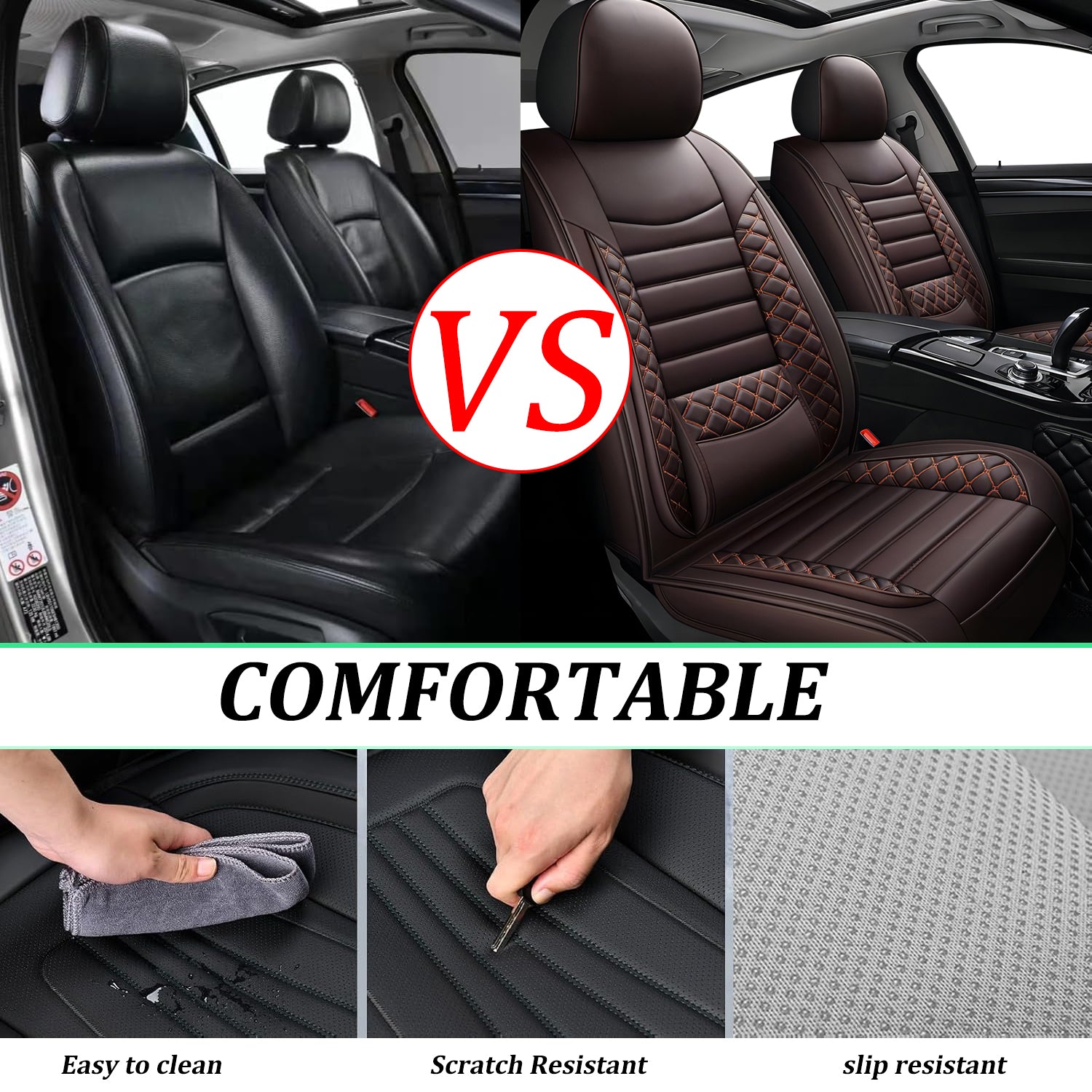 2 Seats ITEYAO Front Car Seat Covers for Driver and Passenger Seats Premium Leather Auto Seat Protectors Waterproof