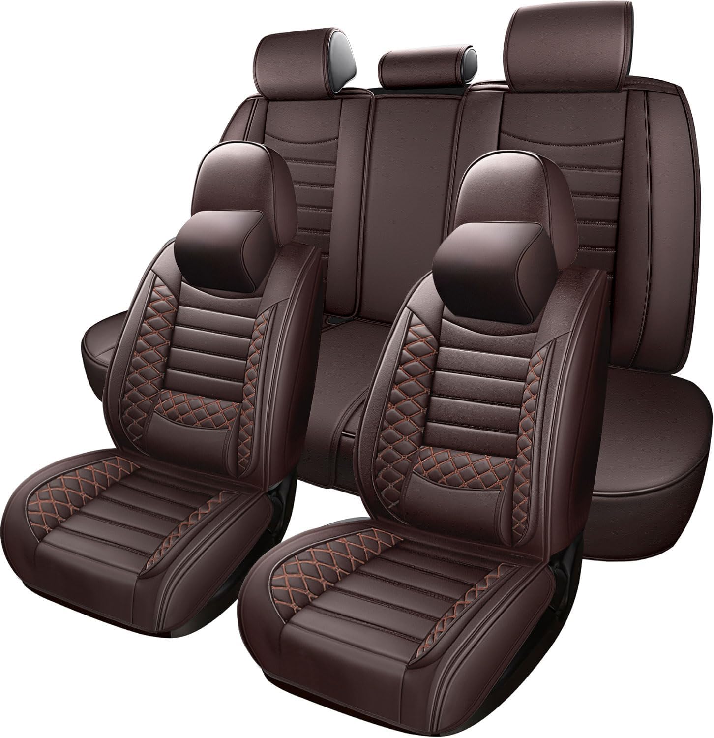 5-Seats ITEYAO Car Seat Covers Front and Rear Seat Full Set, Premium Leather Automotive Seat Protectors Waterproof