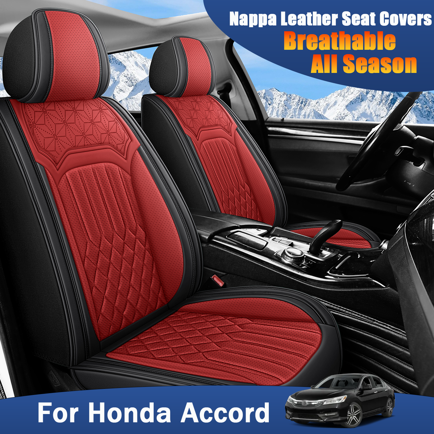 ITEYAO 2003-2022 Honda Accord Seat Covers Full Set 5-Seats, Premium Nappa Leather Car Seat Covers Breathable All-Season