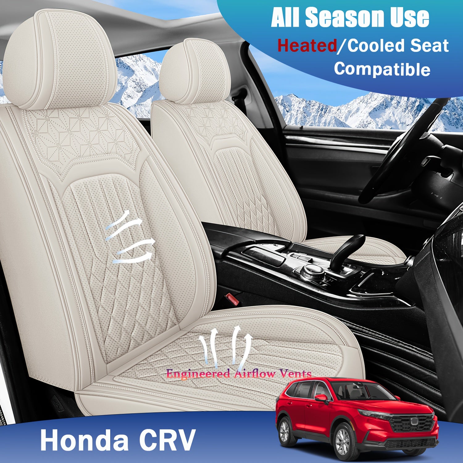 ITEYAO 2005-2026 Honda Civic Seat Covers Full Set 5-Seats, Premium Nappa Leather Car Seat Covers Breathable All-Season