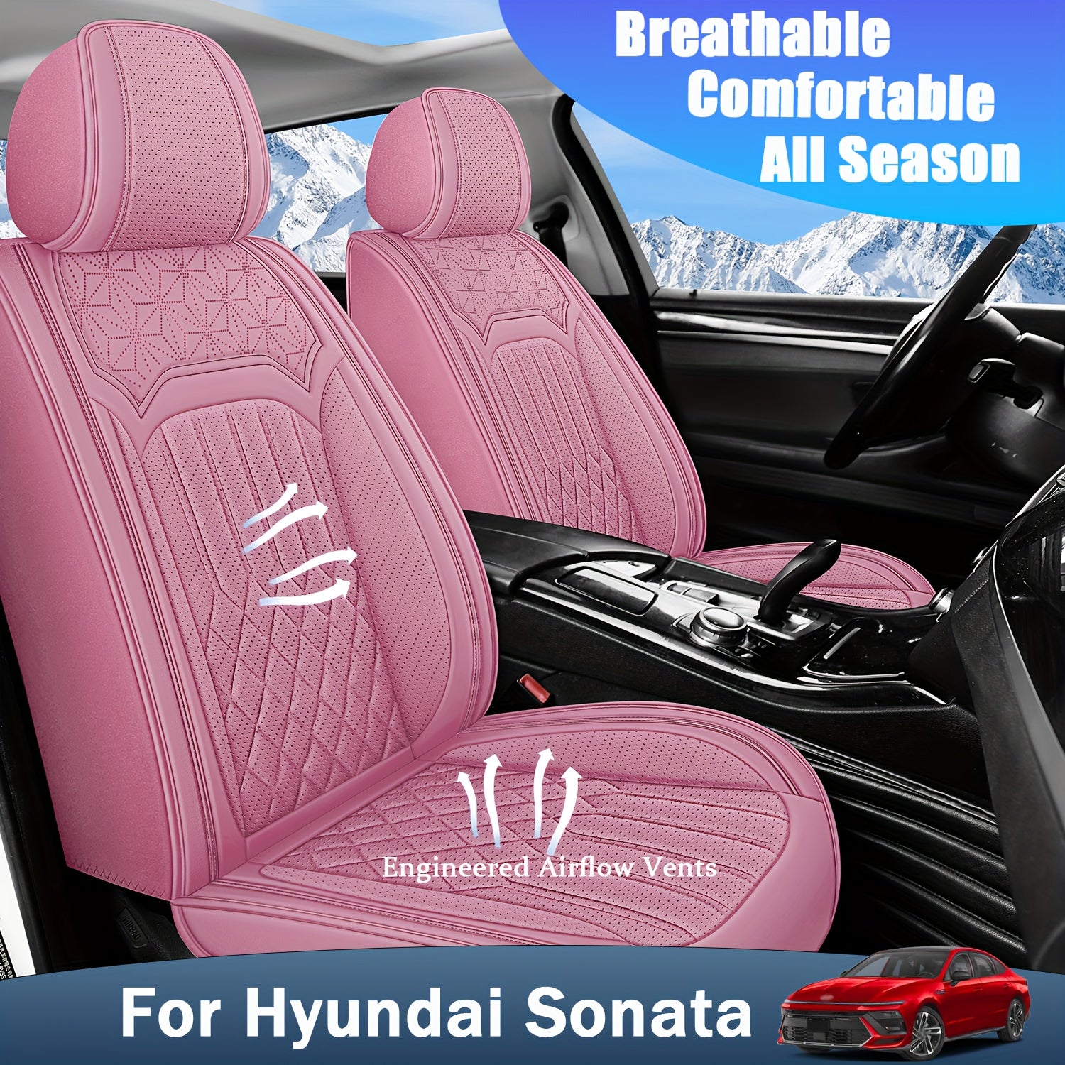 ITEYAO 2005-2026 Hyundai Sonata Seat Covers Full Set 5-Seats, Premium Nappa Leather Car Seat Covers Breathable All-Season