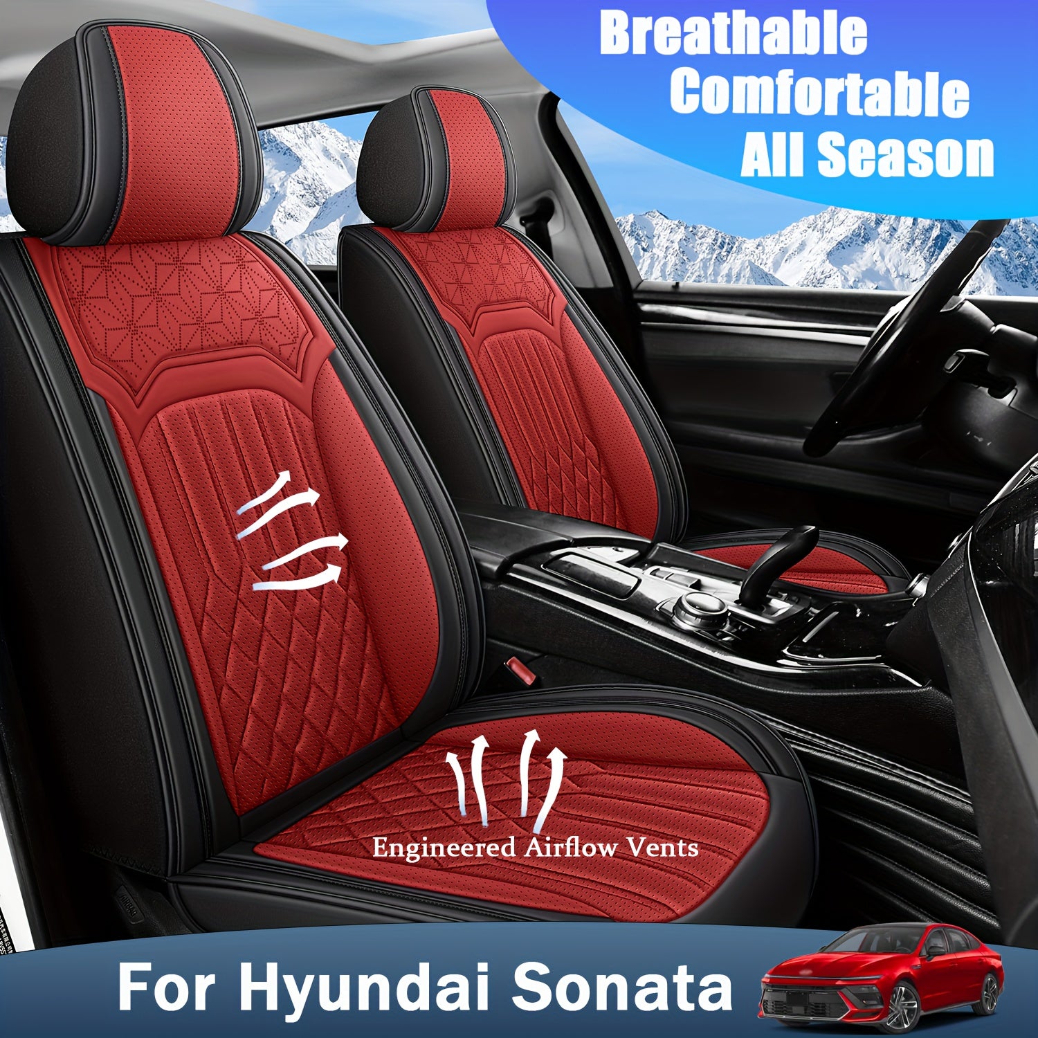 ITEYAO 2005-2026 Hyundai Sonata Seat Covers Full Set 5-Seats, Premium Nappa Leather Car Seat Covers Breathable All-Season