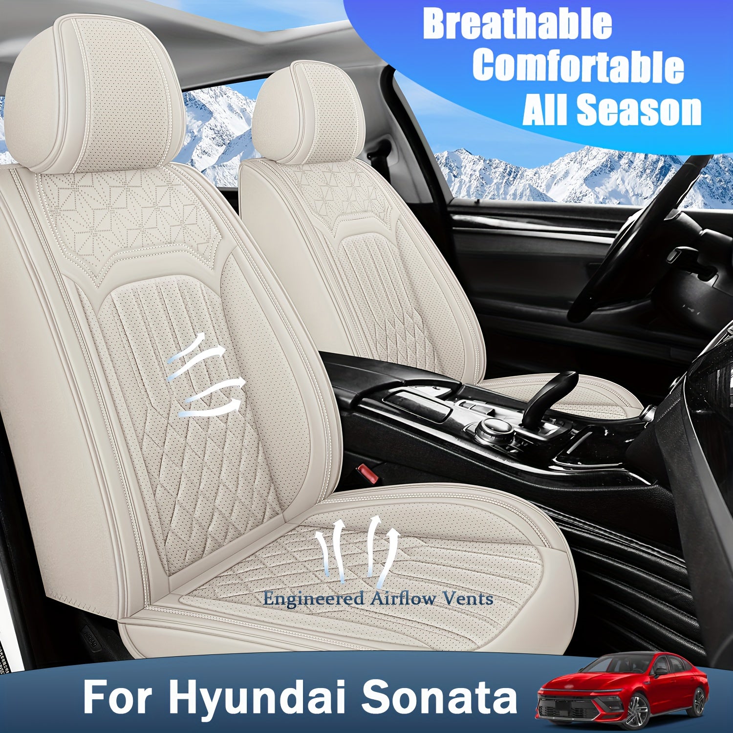 ITEYAO 2005-2026 Hyundai Sonata Seat Covers Full Set 5-Seats, Premium Nappa Leather Car Seat Covers Breathable All-Season