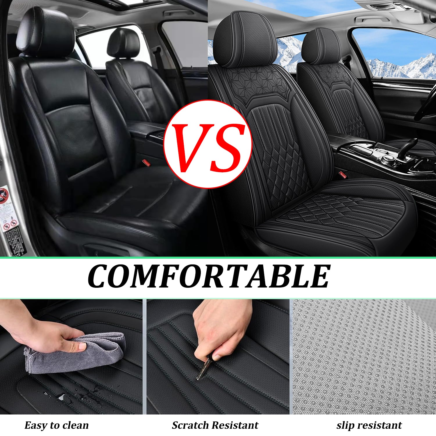 ITEYAO 2016-2026 Toyota RAV4 Seat Covers Full Set 5-Seats, Premium Nappa Leather Car Seat Covers Breathable All-Season