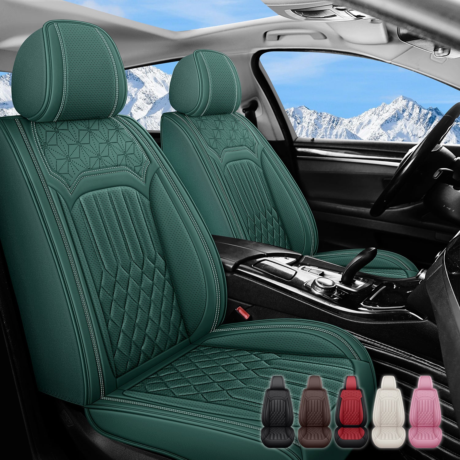 Premium Nappa Leather Seat Covers for Mercedes-Benz C-Class 2005-2026, Breathable & Comfortable for All-Season