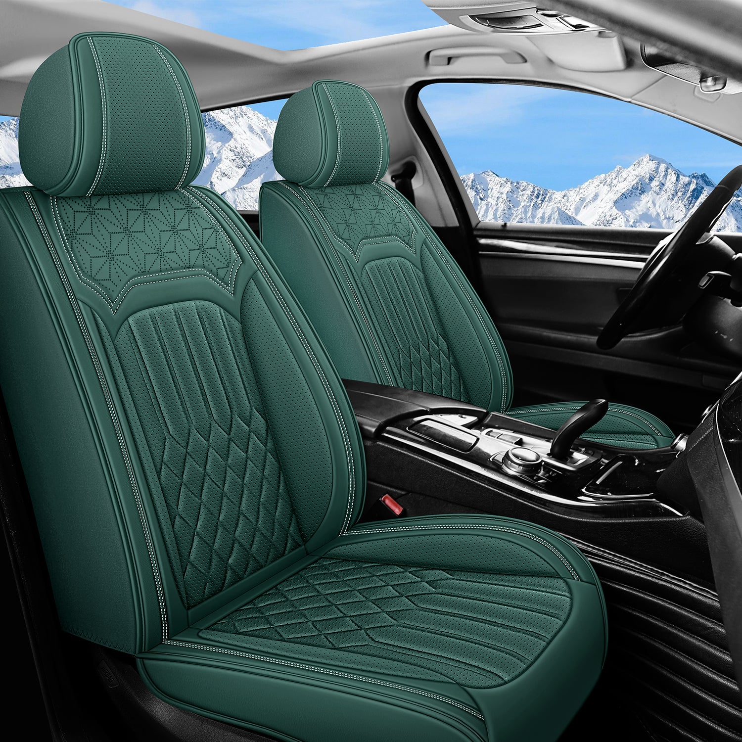 5-Seats Breathable Car Seat Covers Front and Rear Seat Full Set, Premium Comfortable Leather Automotive Seat Covers All Season Use