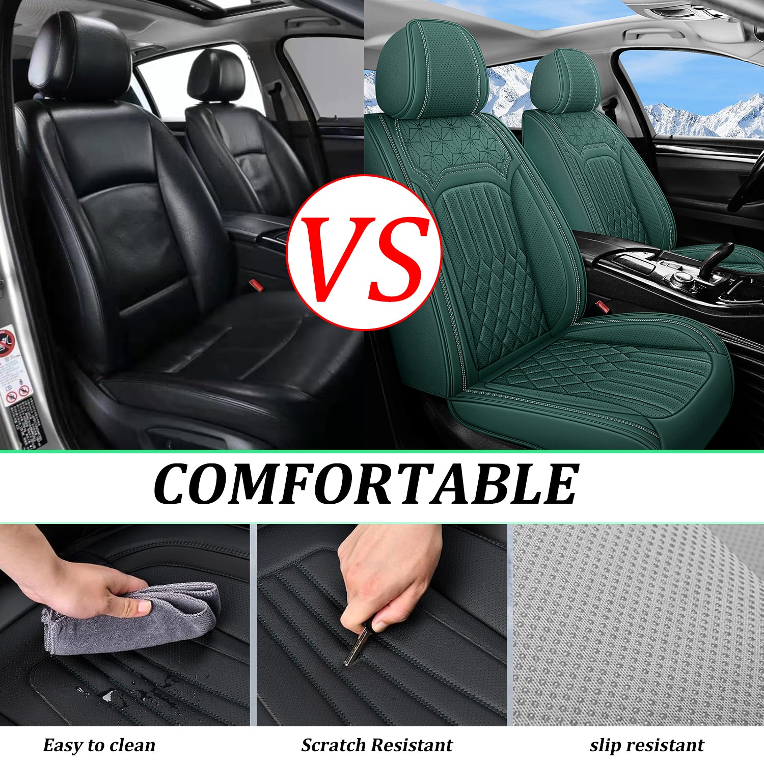 ITEYAO 2016-2026 Toyota RAV4 Seat Covers Full Set 5-Seats, Premium Nappa Leather Car Seat Covers Breathable All-Season