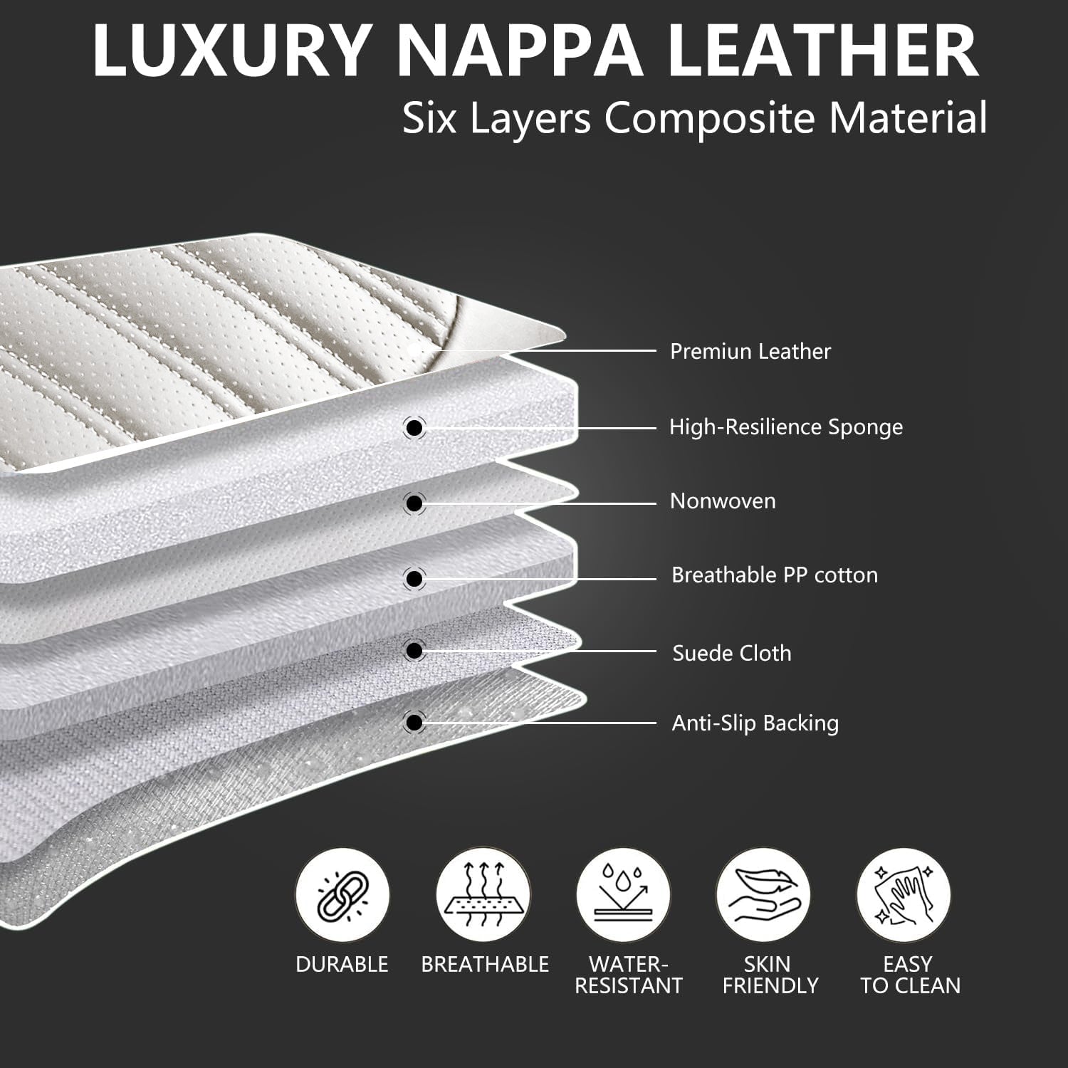 ITEYAO 2016-2026 Toyota RAV4 Seat Covers Full Set 5-Seats, Premium Nappa Leather Car Seat Covers Breathable All-Season