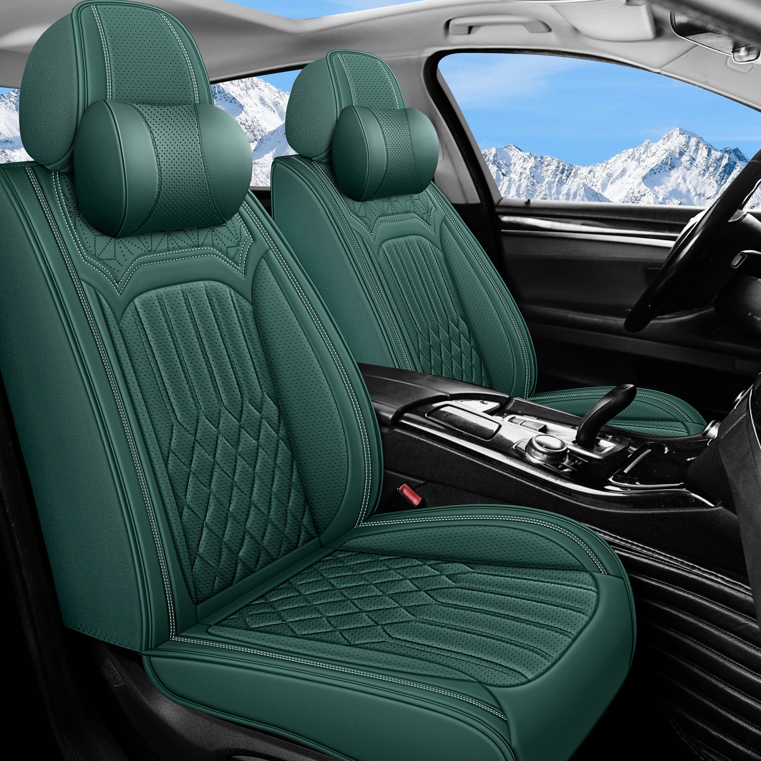 5-Seats Breathable Car Seat Covers Front and Rear Seat Full Set, Premium Comfortable Leather Automotive Seat Covers All Season Use
