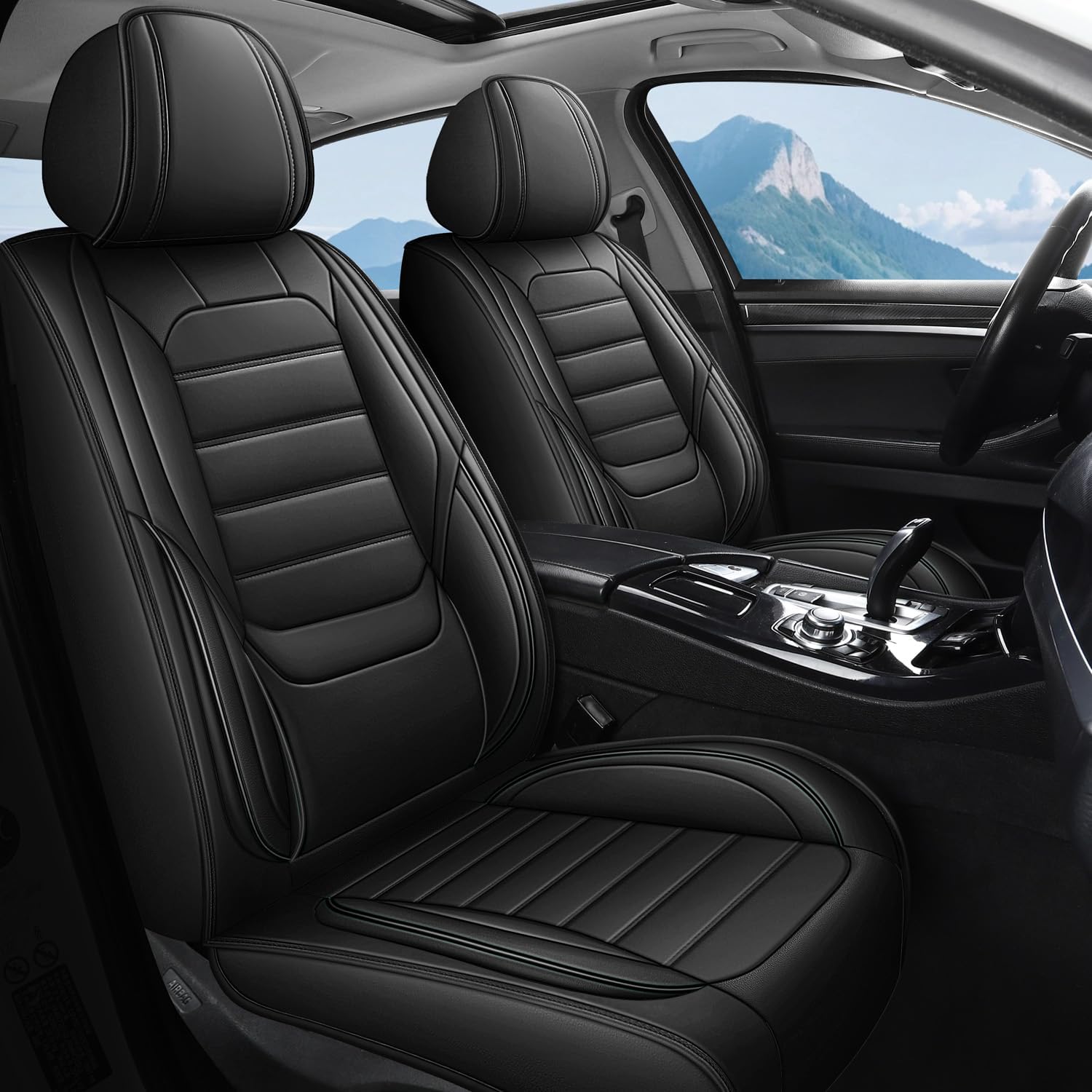 2-Seats Luxury Car Seat Covers Front and Driver Seats, Nappa Leather Automotive Seat Protectors Waterproof