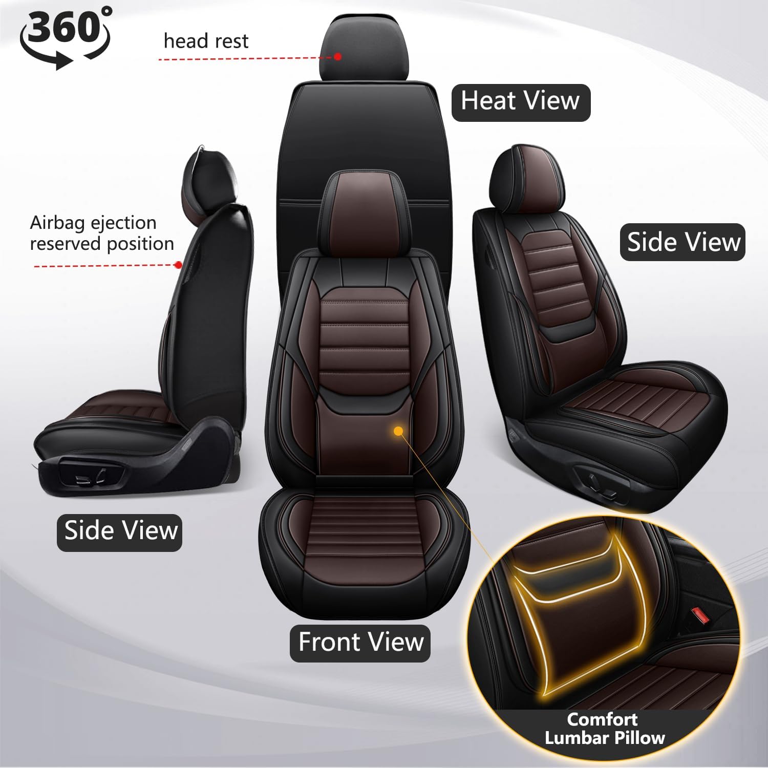 Waterproof Car Seat Covers, Premium Nappa Leather Scratch Resistant&Durable, Universal fit for most cars, Suvs, and Trucks.