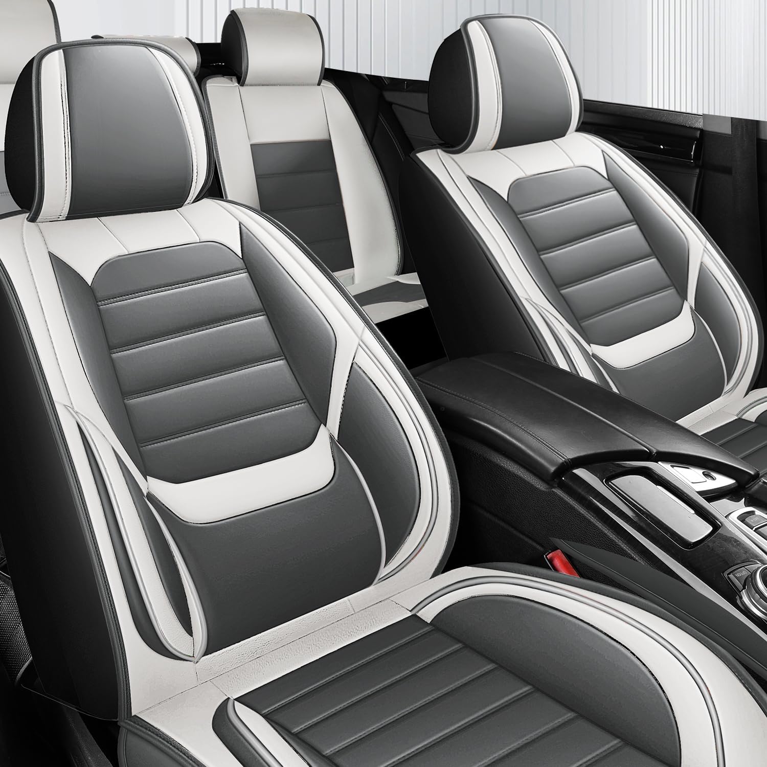 Waterproof Car Seat Covers, Premium Nappa Leather Scratch Resistant&Durable, Universal fit for most cars, Suvs, and Trucks.