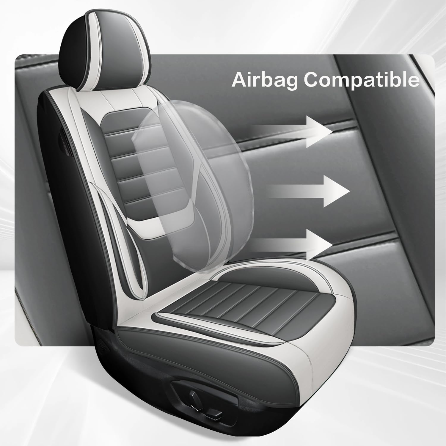 2-Seats Luxury Car Seat Covers Front and Driver Seats, Nappa Leather Automotive Seat Protectors Waterproof