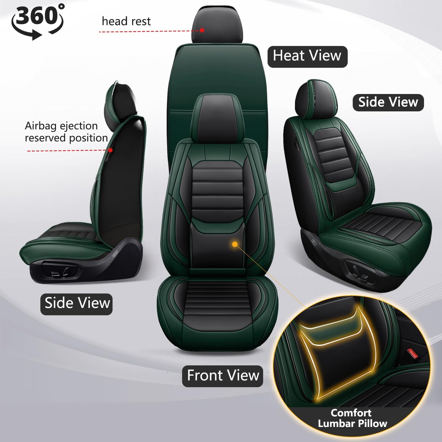 Waterproof Car Seat Covers, Premium Nappa Leather Scratch Resistant&Durable, Universal fit for most cars, Suvs, and Trucks.