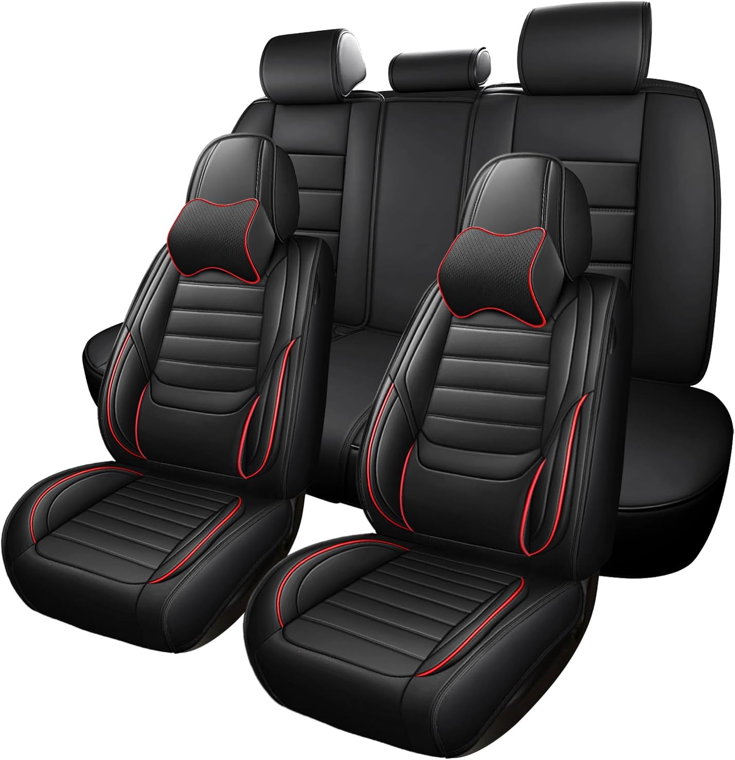 5-Seats Luxury Car Seat Covers Front and Rear Seats Full Set, Nappa Leather Automotive Seat Protectors Waterproof