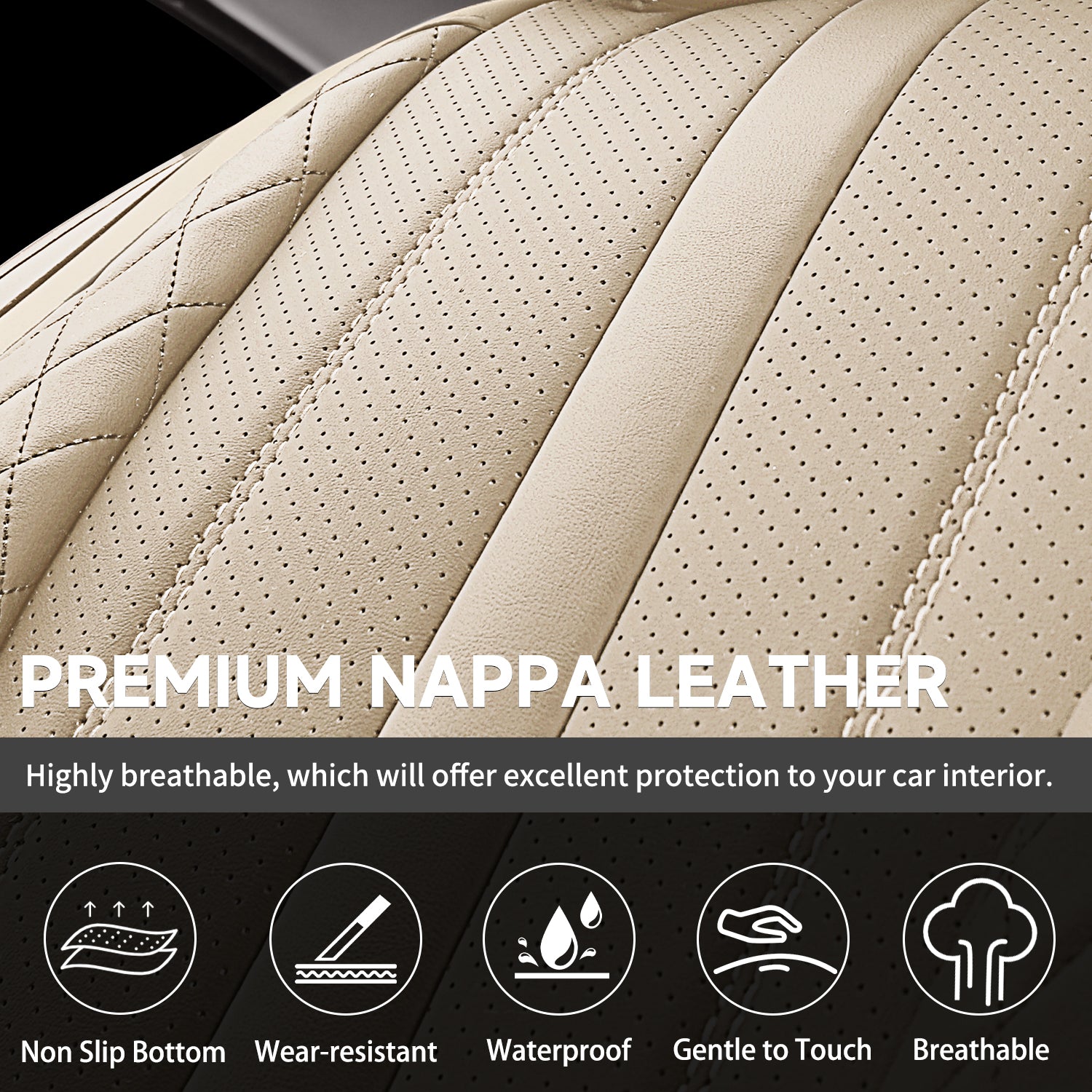5-Seats ITEYAO Car Seat Covers Front and Rear Seat Full Set, Premium Faux Leather Automotive Seat Covers Breathable Comfortable All Season Use