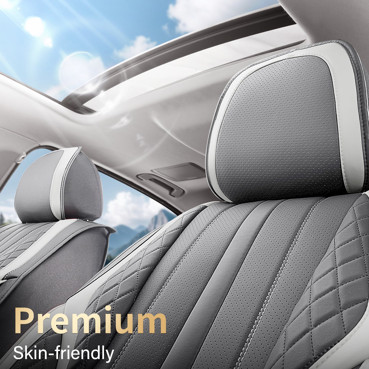 2-Seats ITEYAO Front Seat Covers for Cars, Luxury Faux Leather Driver Car Seat Covers Breathable