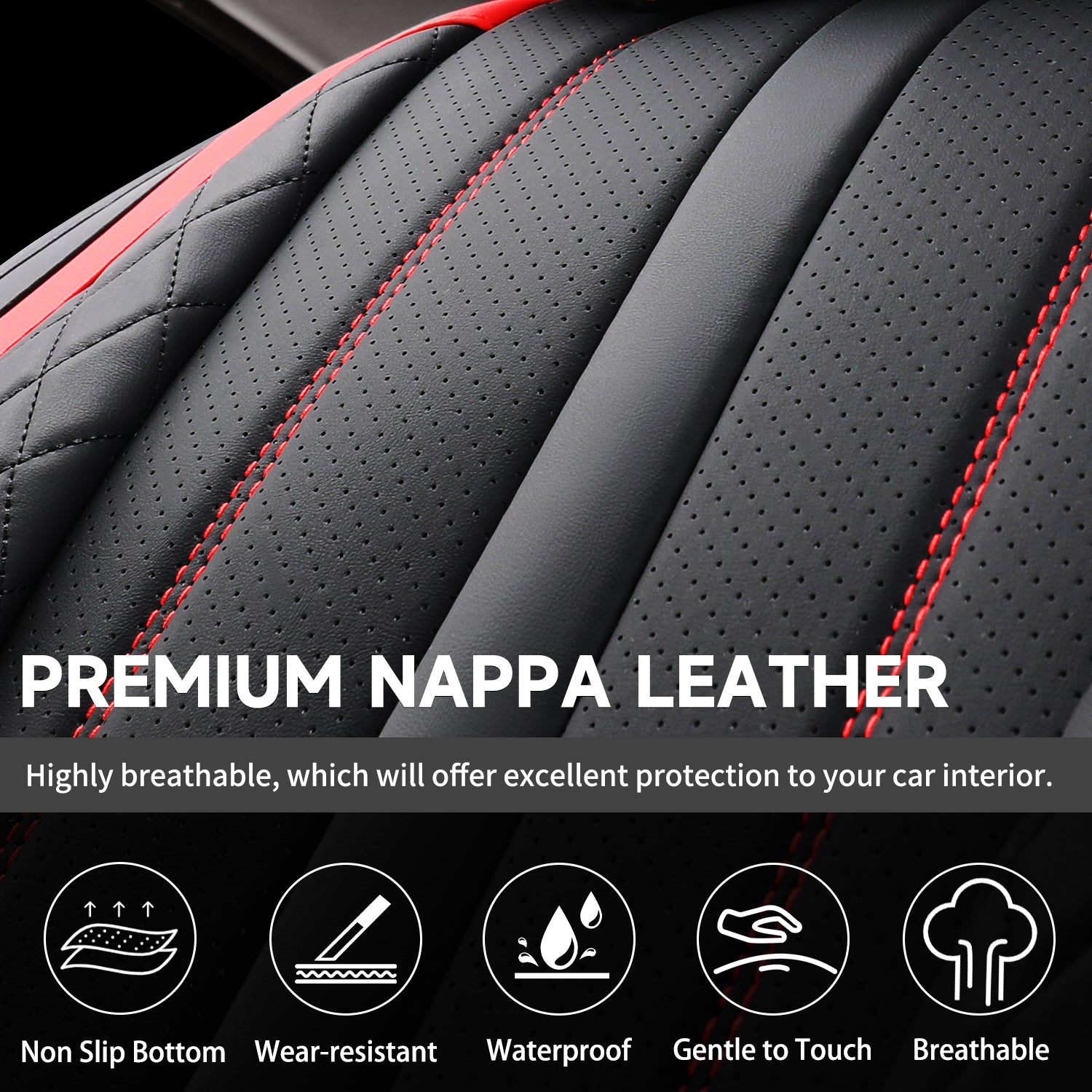 5-Seats ITEYAO Car Seat Covers Front and Rear Seat Full Set, Premium Faux Leather Automotive Seat Covers Breathable Comfortable All Season Use