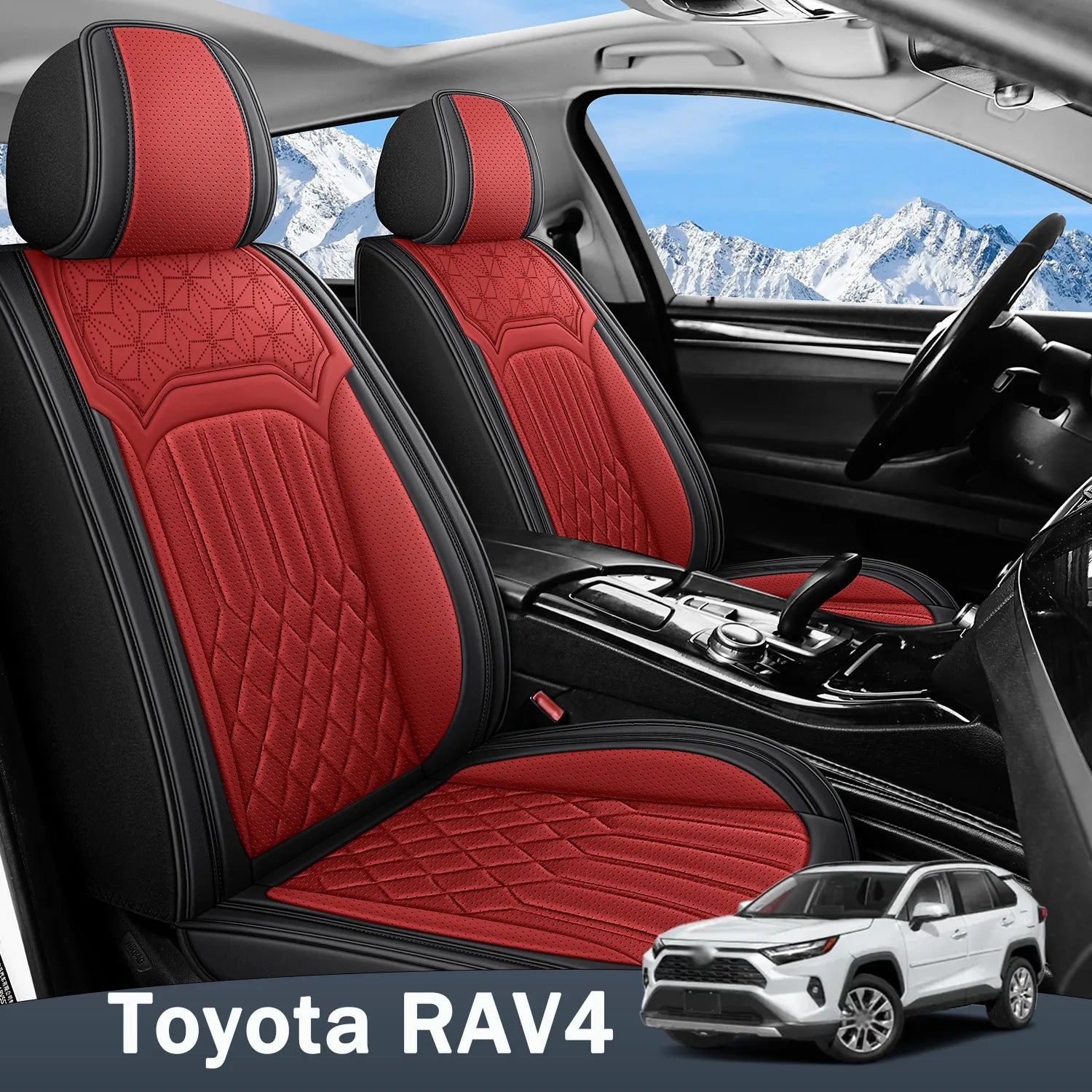 Premium Nappa Leather Seat Covers for Toyota RAV4 2016-2026 Full Set, Breathable & Comfortable for All-Season