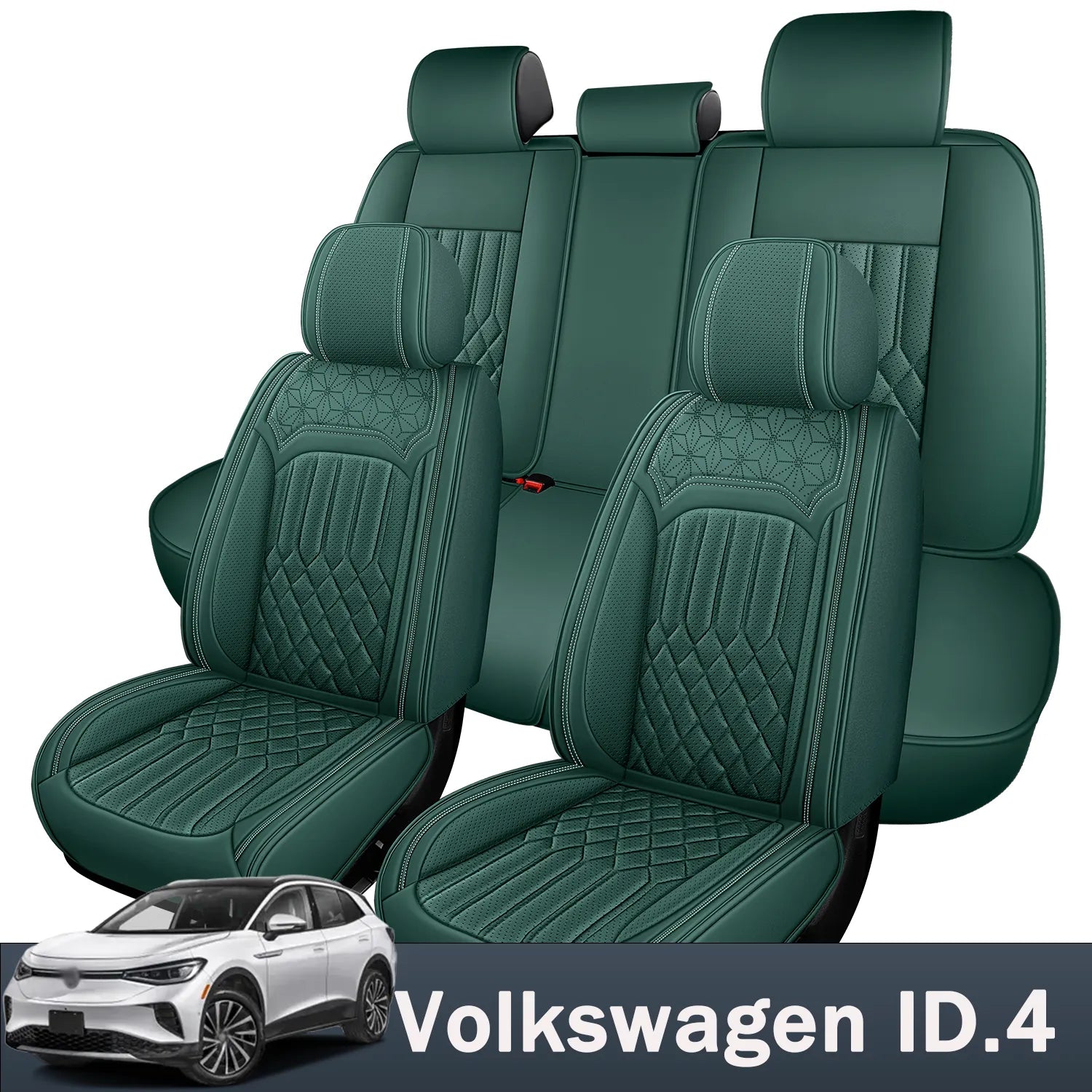 Premium Nappa Leather Seat Covers for Volkswagen ID.4 2021-2026, Breathable & Comfortable for All-Season