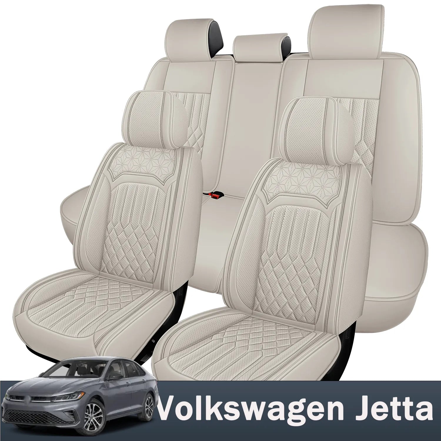 Premium Nappa Leather Seat Covers for Volkswagen Jetta 2005-2026, Breathable & Comfortable for All-Season