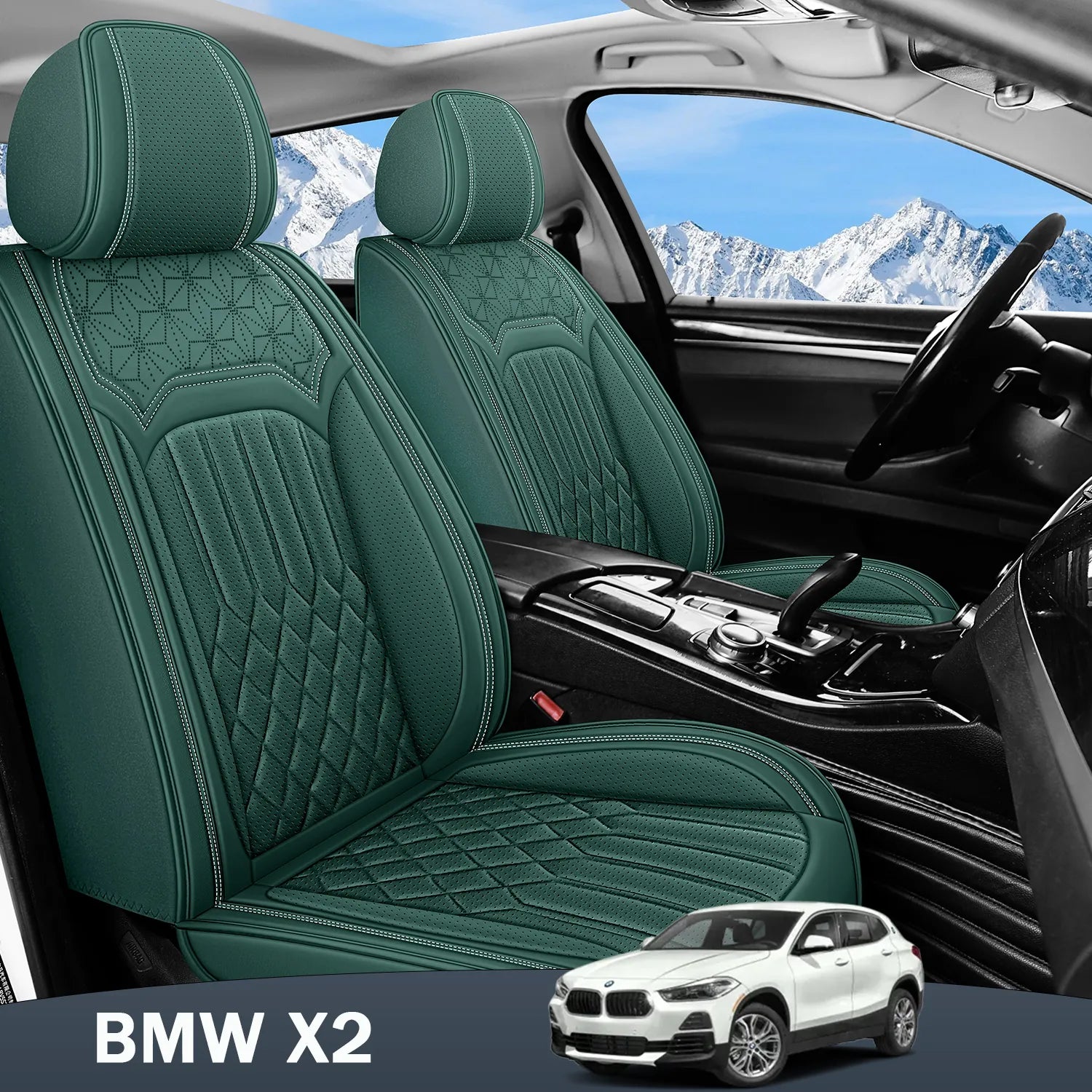 Premium Nappa Leather Seat Covers for BMW X2 2018-2026, Breathable All-Season Comfort