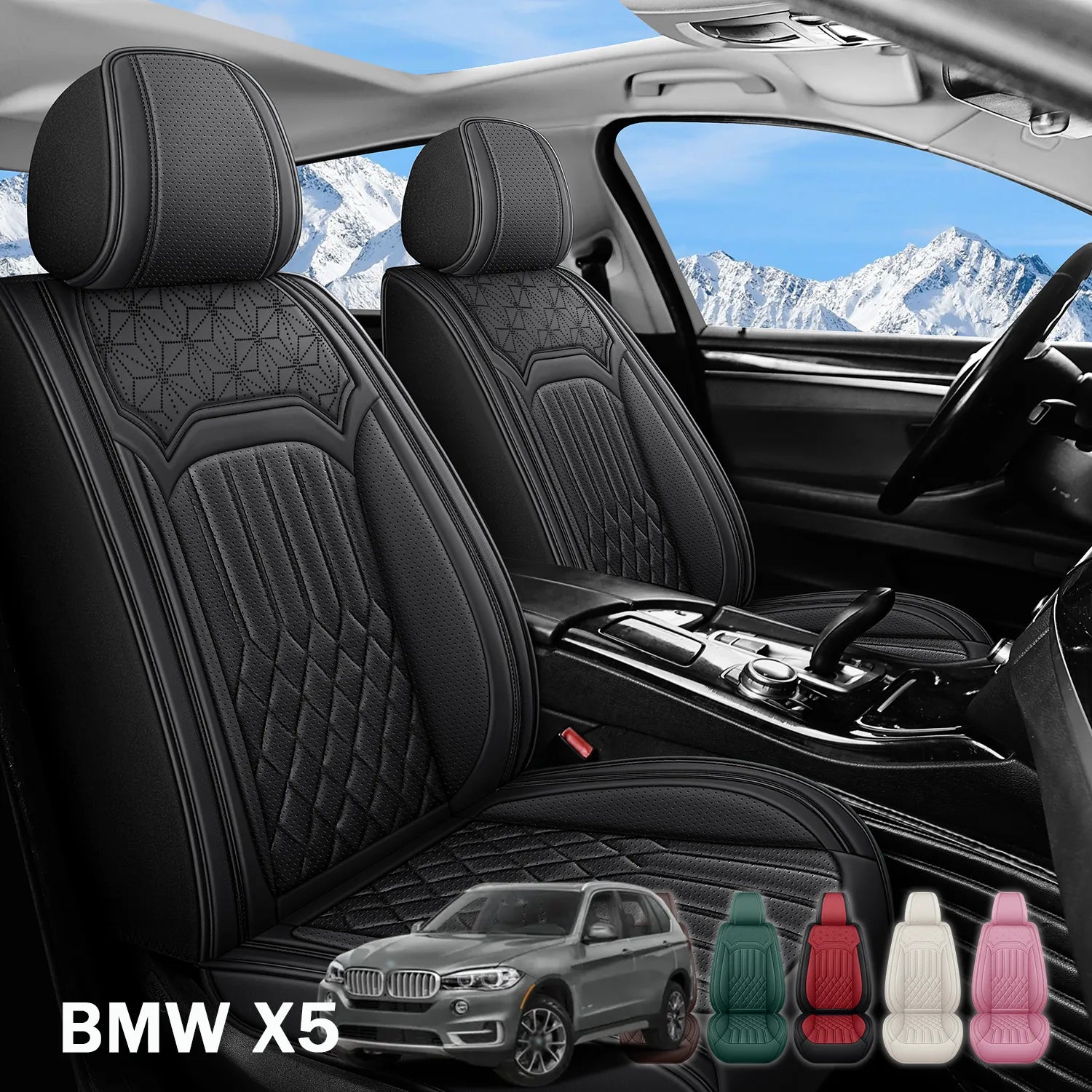 Premium Nappa Leather Seat Covers for BMW X5 2006-2026, Breathable All-Season Comfort