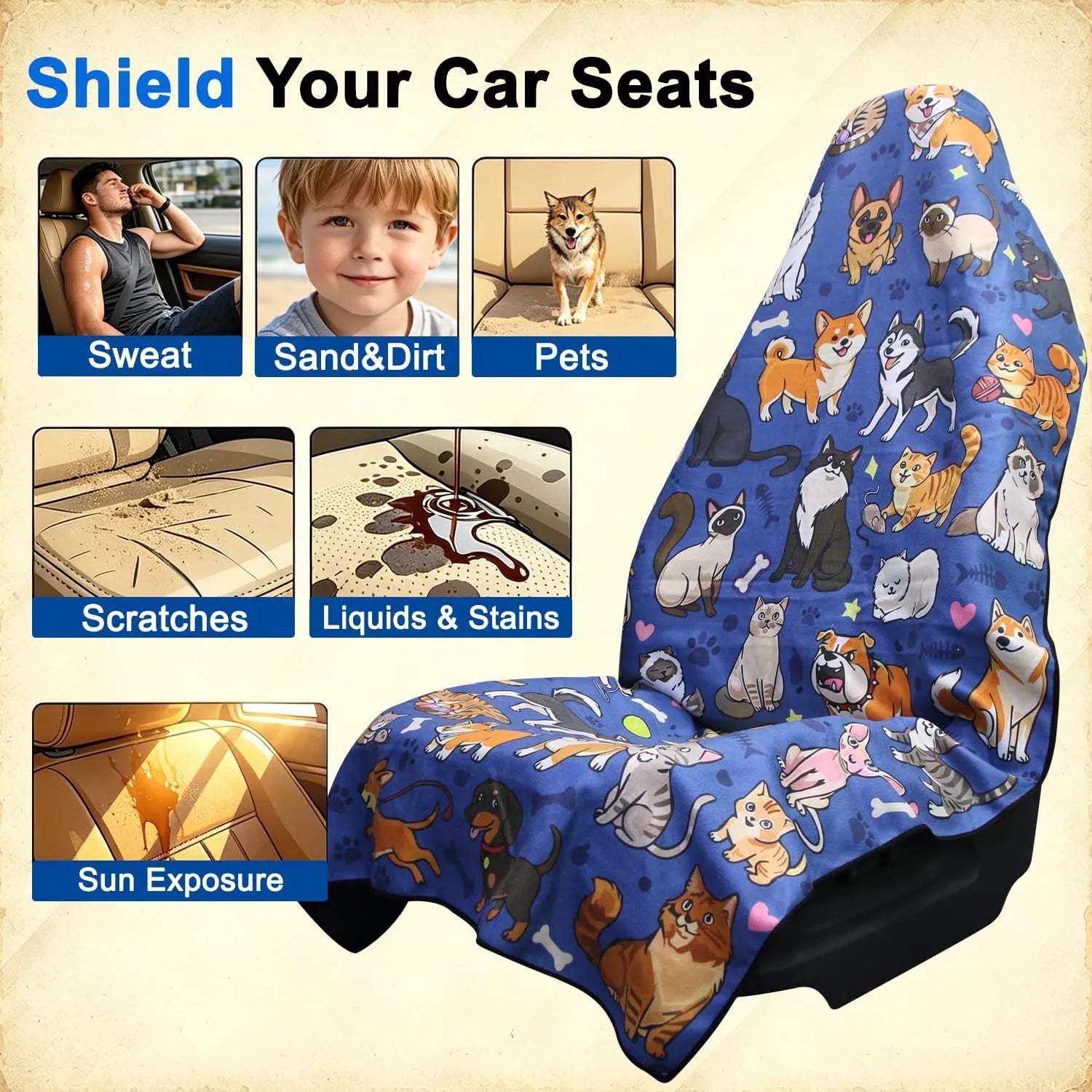 Premium Microfiber Car Seat Towel Cover for Active Lifestyles Quick-Dry