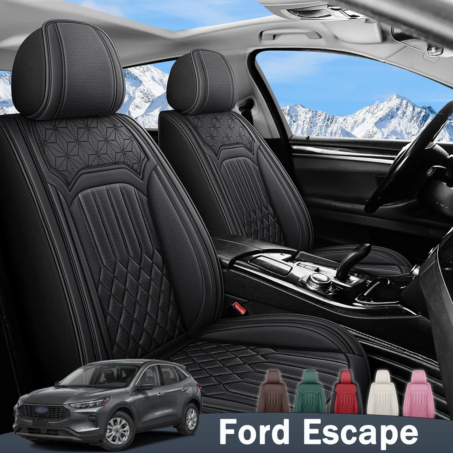 Premium Nappa Leather Seat Covers for Ford Escape 2001-2026, Breathable & Comfortable for All-Season