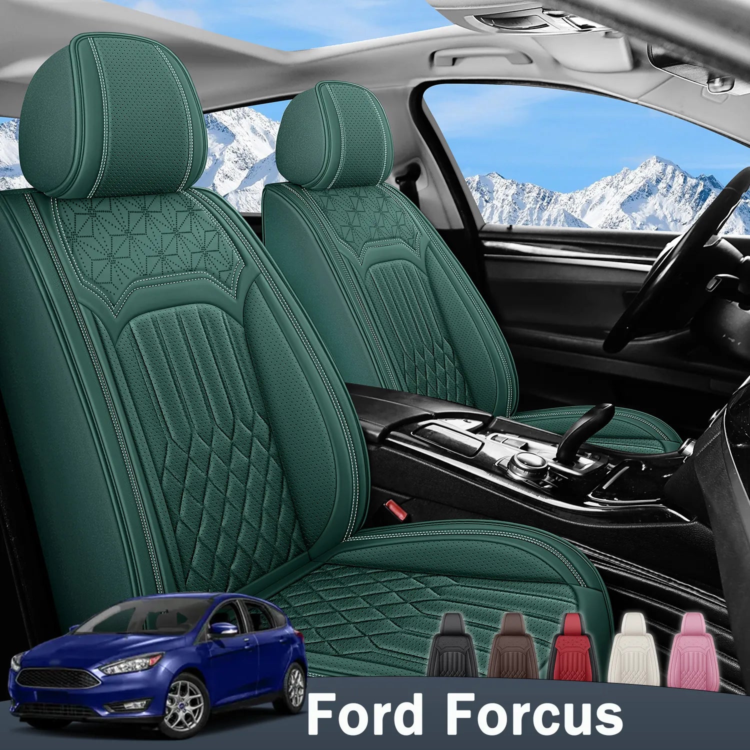 Premium Nappa Leather Seat Covers for Ford Focus 2001-2018, Breathable & Comfortable for All-Season