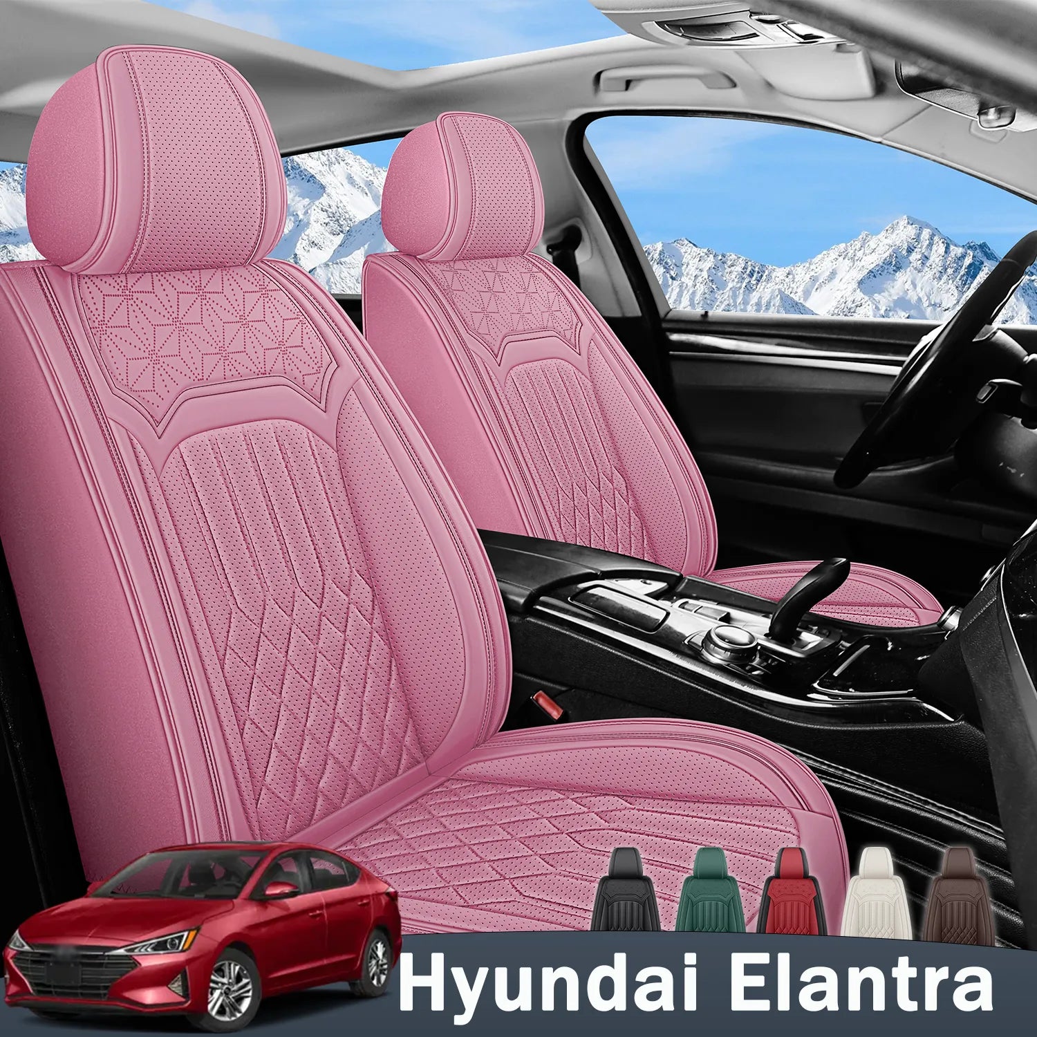 Premium Nappa Leather Seat Covers for Hyundai Elantra 2007-2026, Breathable All-Season Comfort