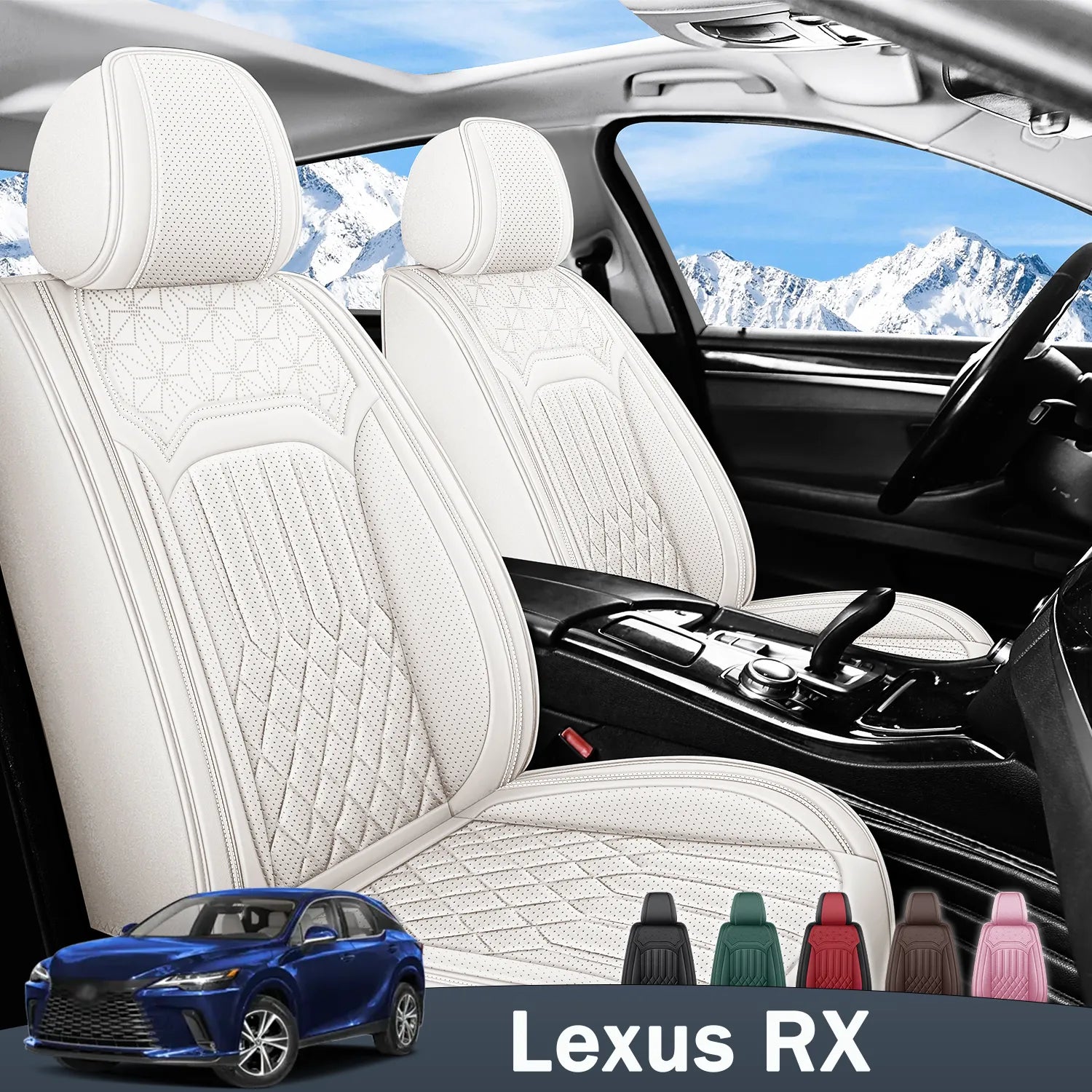 Premium Nappa Leather Seat Covers for Lexus RX350/RX350h, Breathable All-Season Comfort