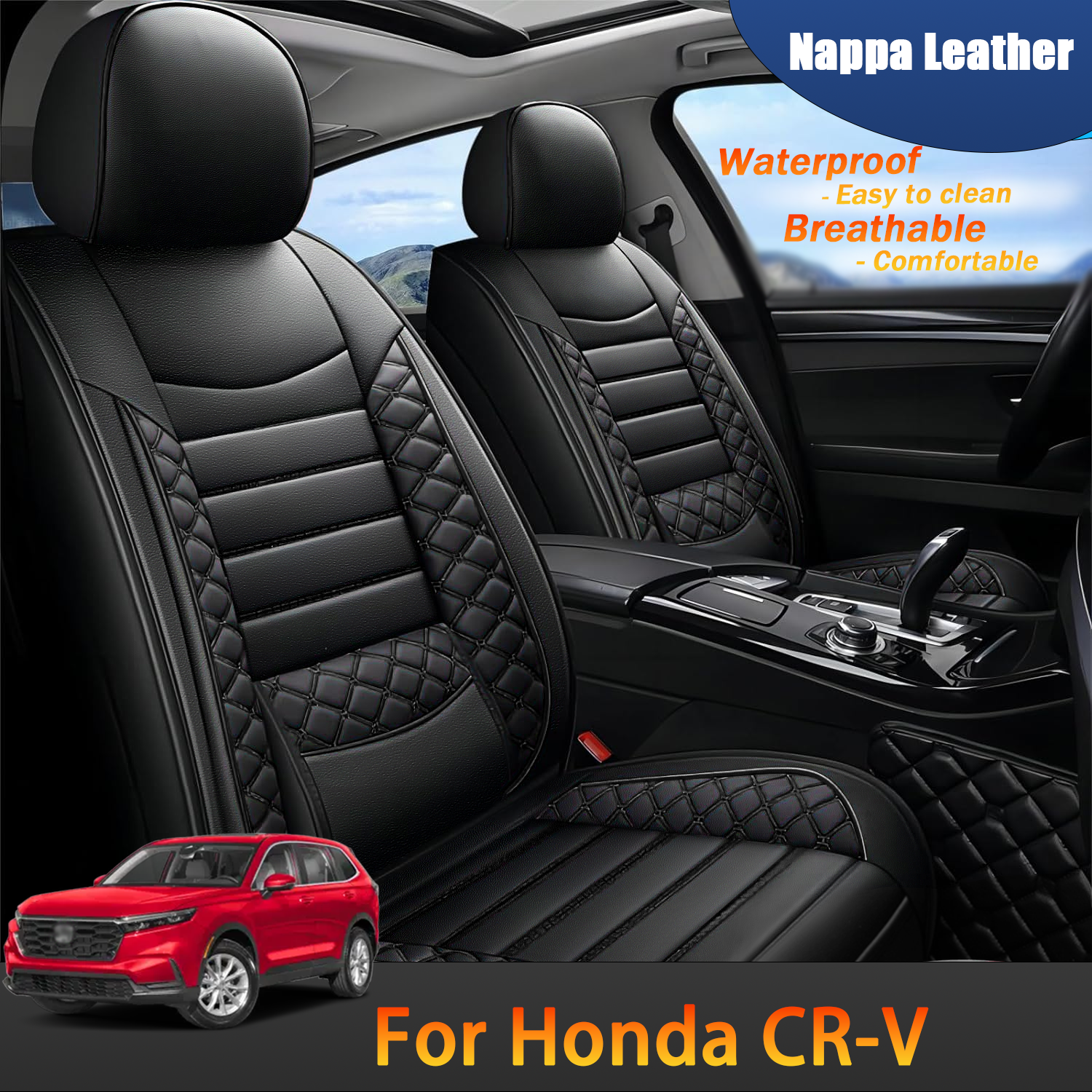 ITEYAO 2023-2026 Honda CRV Seat Covers Full Set 5-Seats, Premium Nappa Leather Car Seat Covers Waterproof Durable