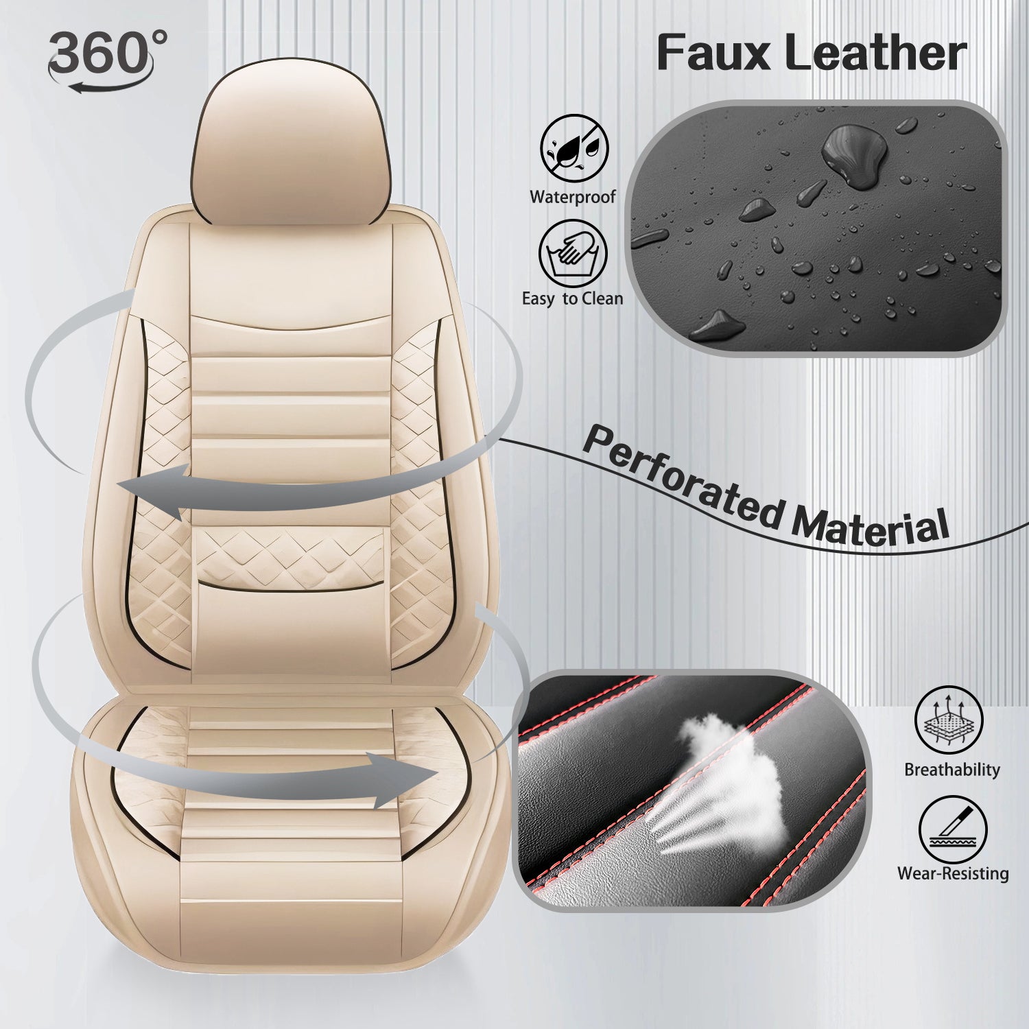 20%OFF ITEYAO Car Seat Covers Full Set 5-Seats, Premium Faux Leather Auto Seat Cushion Waterproof