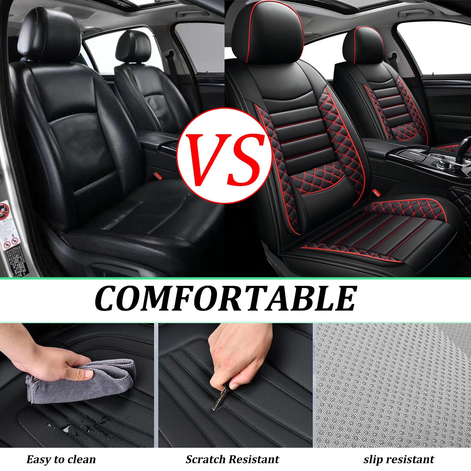 2 Seats ITEYAO Front Car Seat Covers for Driver and Passenger Seats Premium Leather Auto Seat Protectors Waterproof