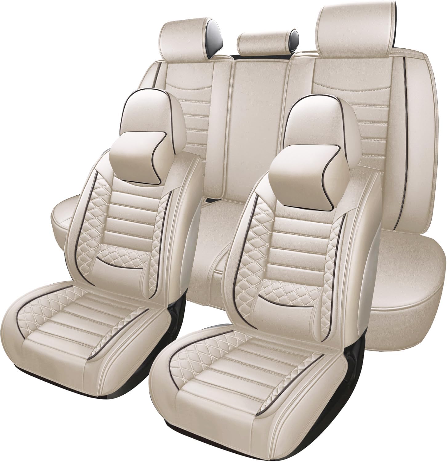 5-Seats ITEYAO Car Seat Covers Front and Rear Seat Full Set, Premium Leather Automotive Seat Protectors Waterproof